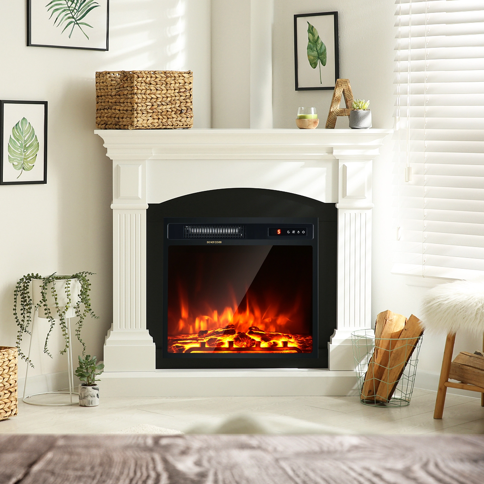 SlickBlue 18-Inch Electric Fireplace Heater with Remote Control