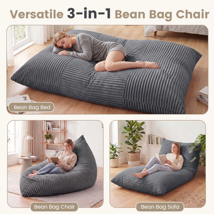 Hivvago 3-In-1 Large Bean Bag Chair With Comfy Corduroy Fabric