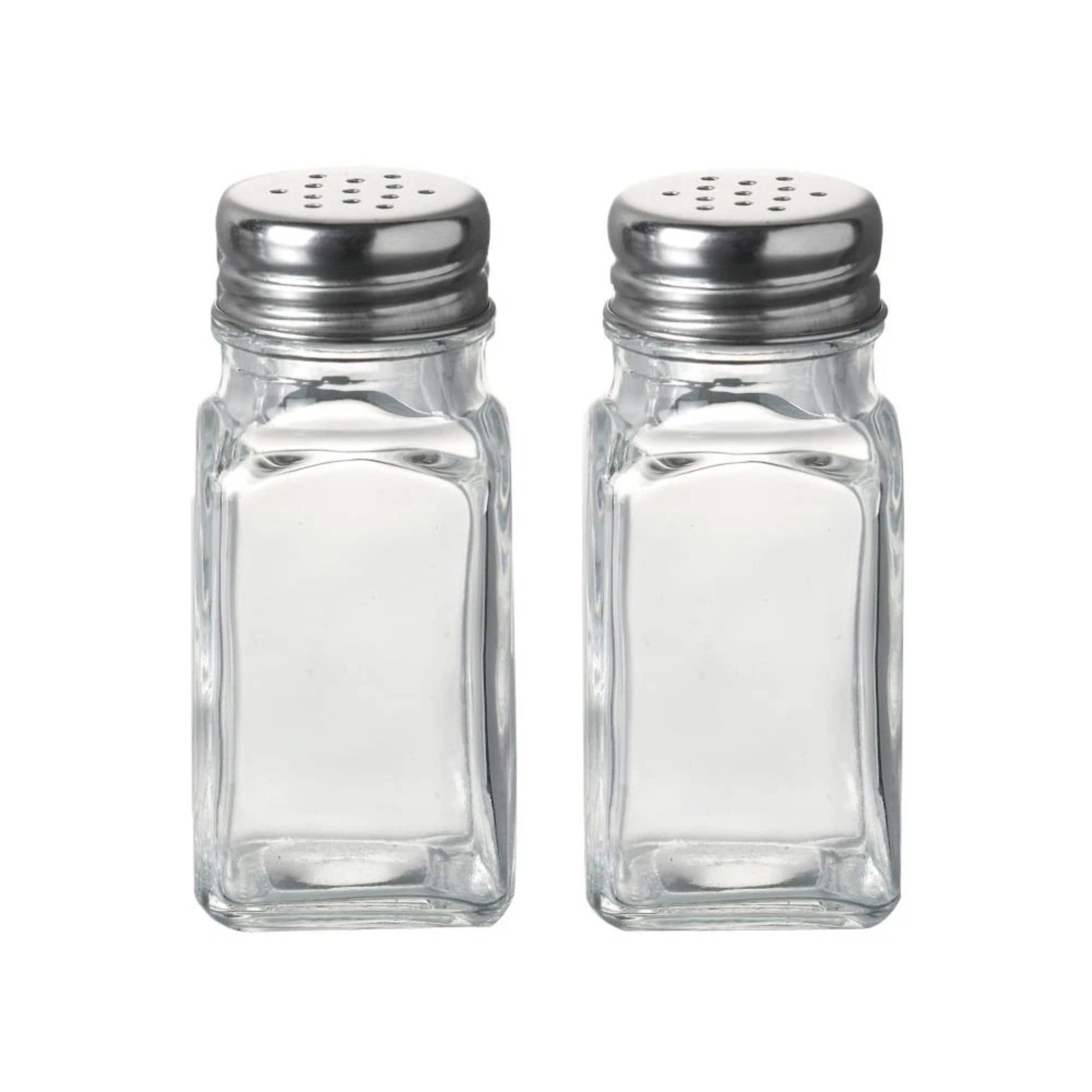 Home Collection Glass Salt and Pepper Shaker Set with Stainless Steel Lids, 2 Pack