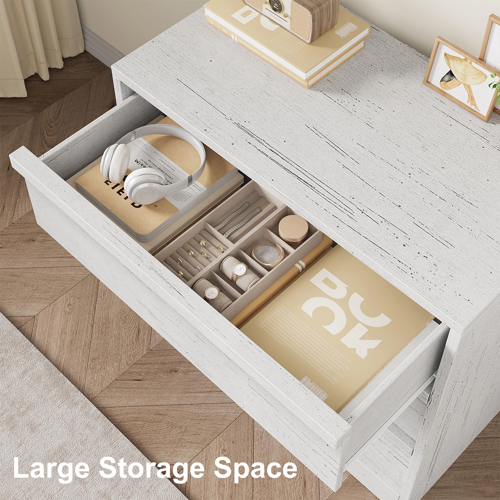 3 Drawer Dresser Nightstand, Modern Small Chest with Storage for Bedroom or Living Room