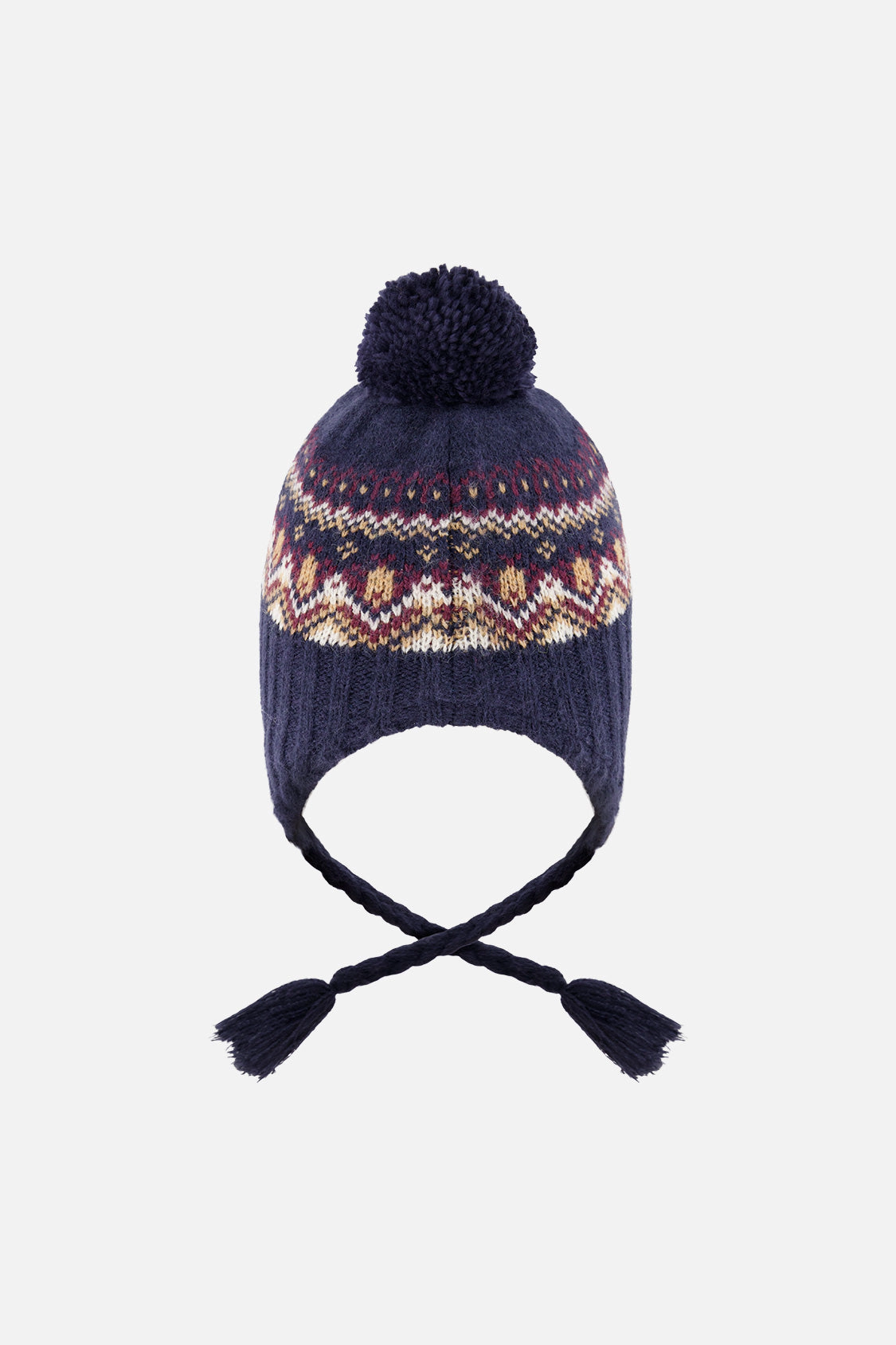 Deux par Boys Nordic Jacquard Winter Peruvian Knit Hat with Pompom
