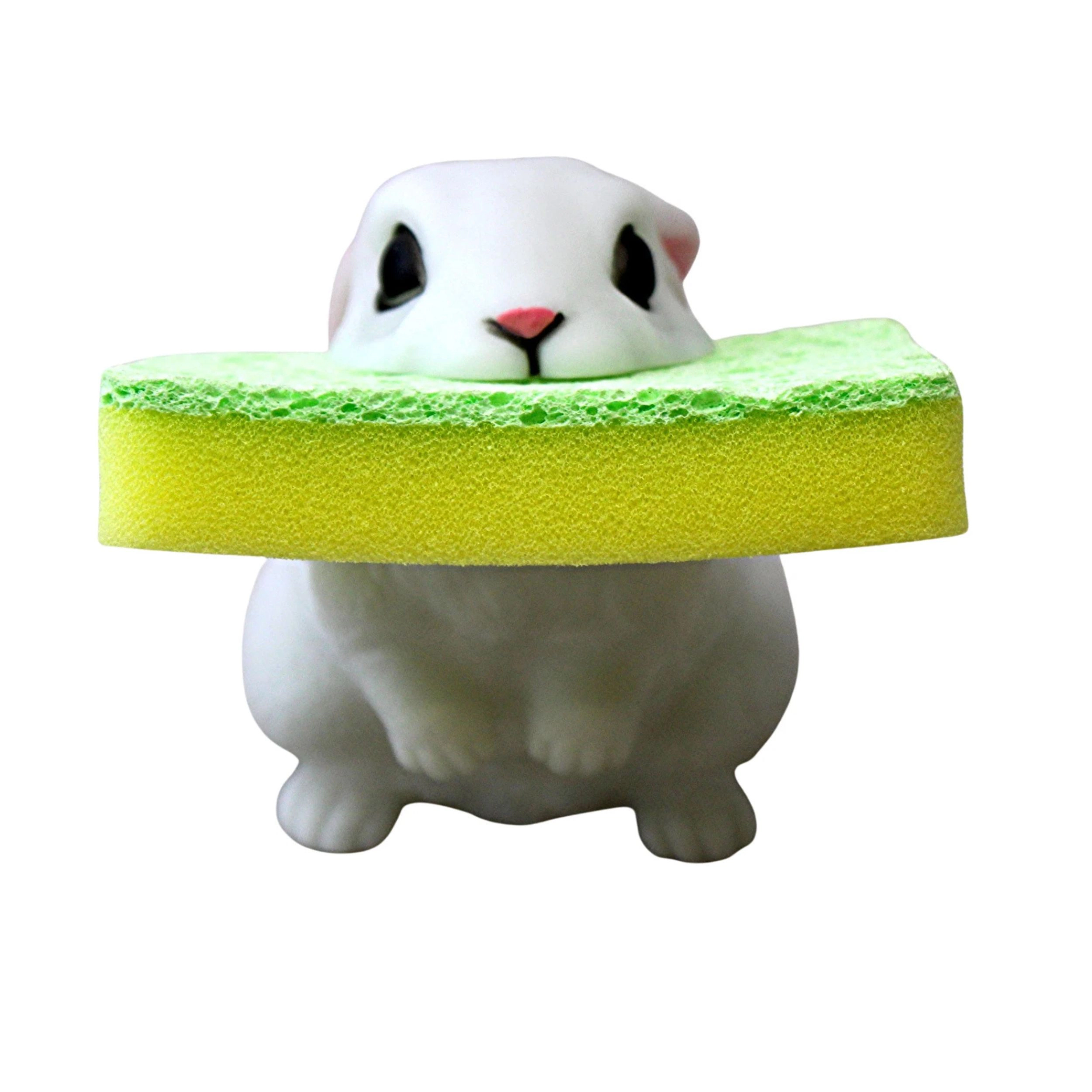 Home Collection Bunny Rabbit Sponge Holder with Dual-Sided Sponge