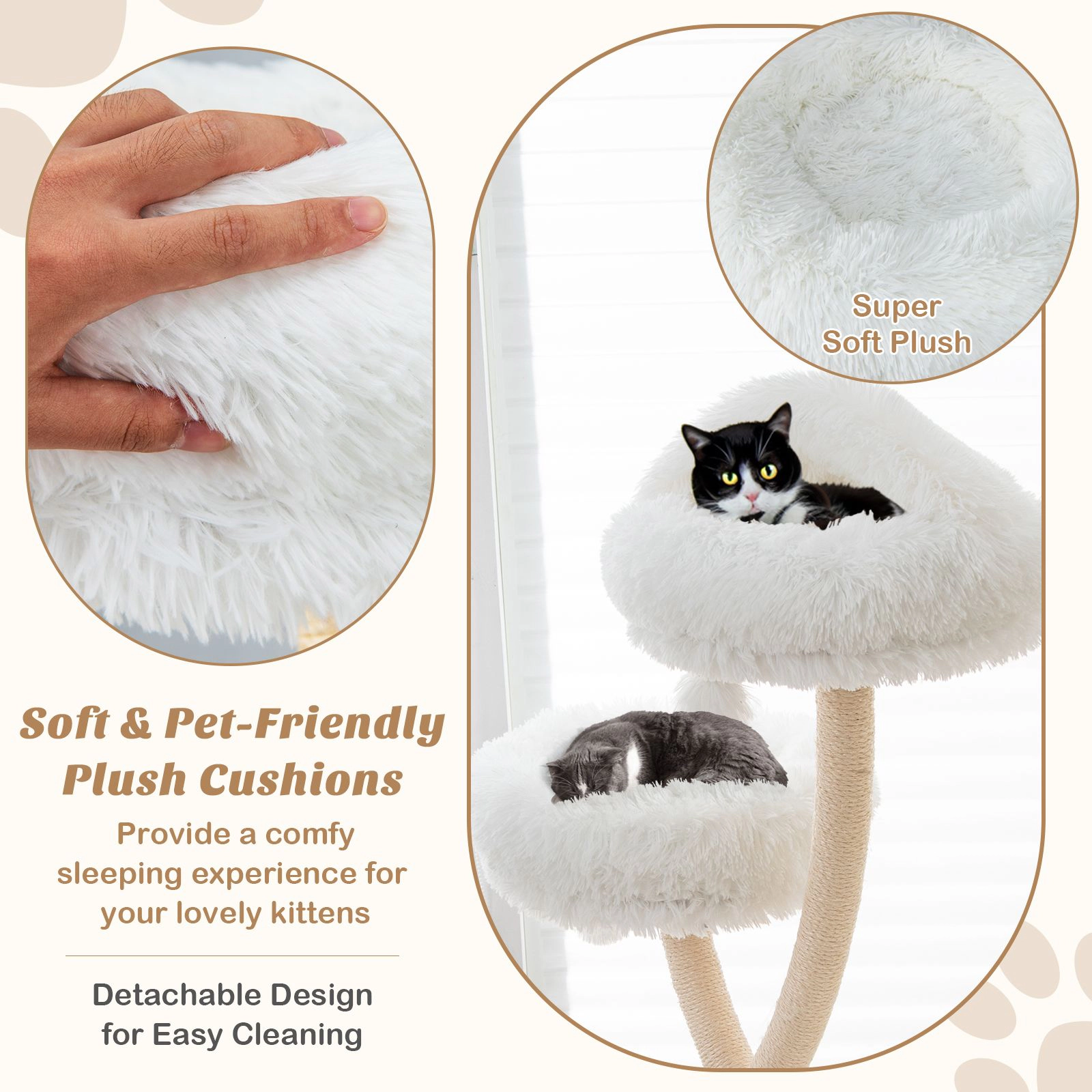 SlickBlue 70" Tall Cat Tower with 3 Perches & Sisal Scratching Posts