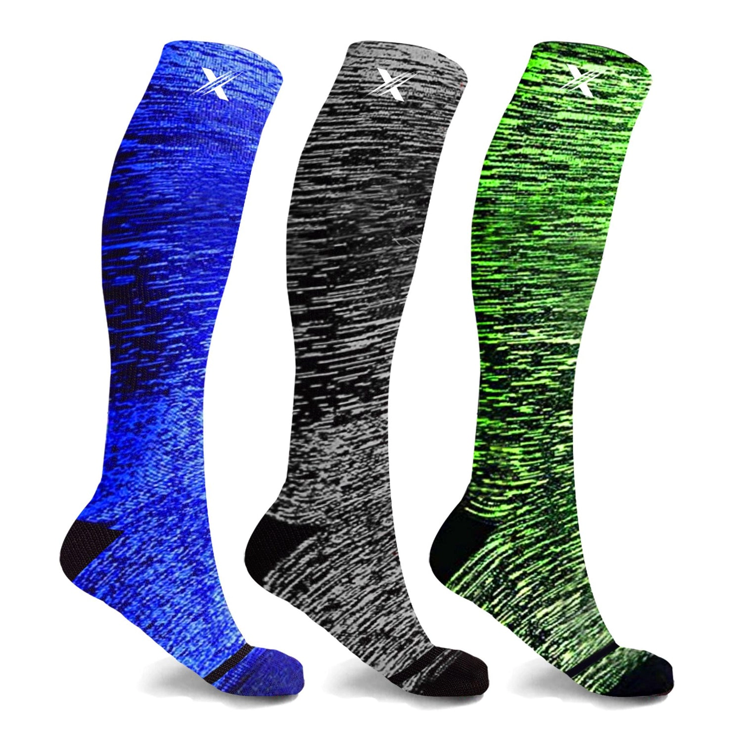 Extreme Fit Knee High Performance Compression Socks For Running, Athletics, Travel, And Pregnancy - 3 Pair