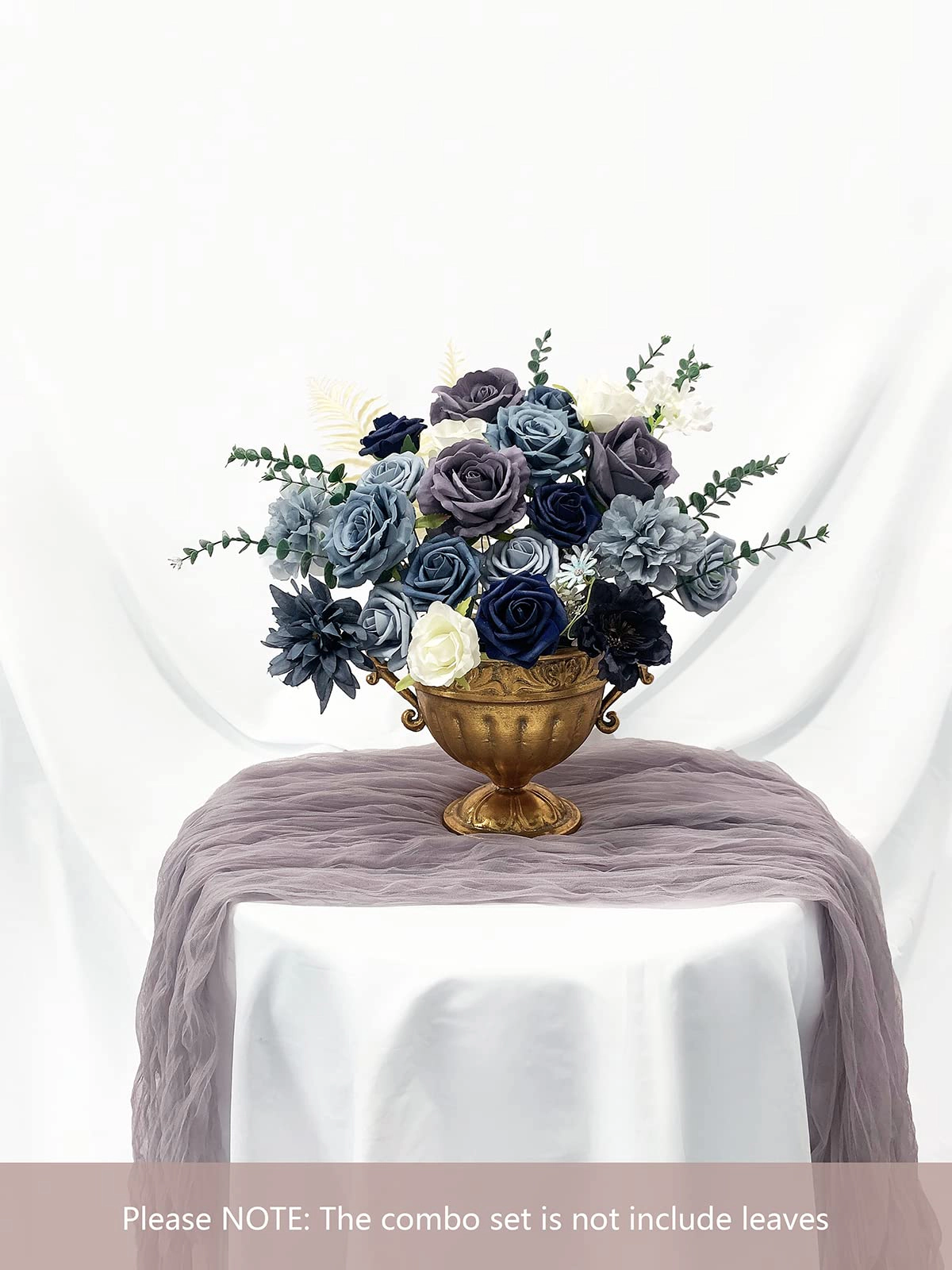 PUPWE Roses Artificial Flowers Dusty Blue Bouquet Flower With Stem
