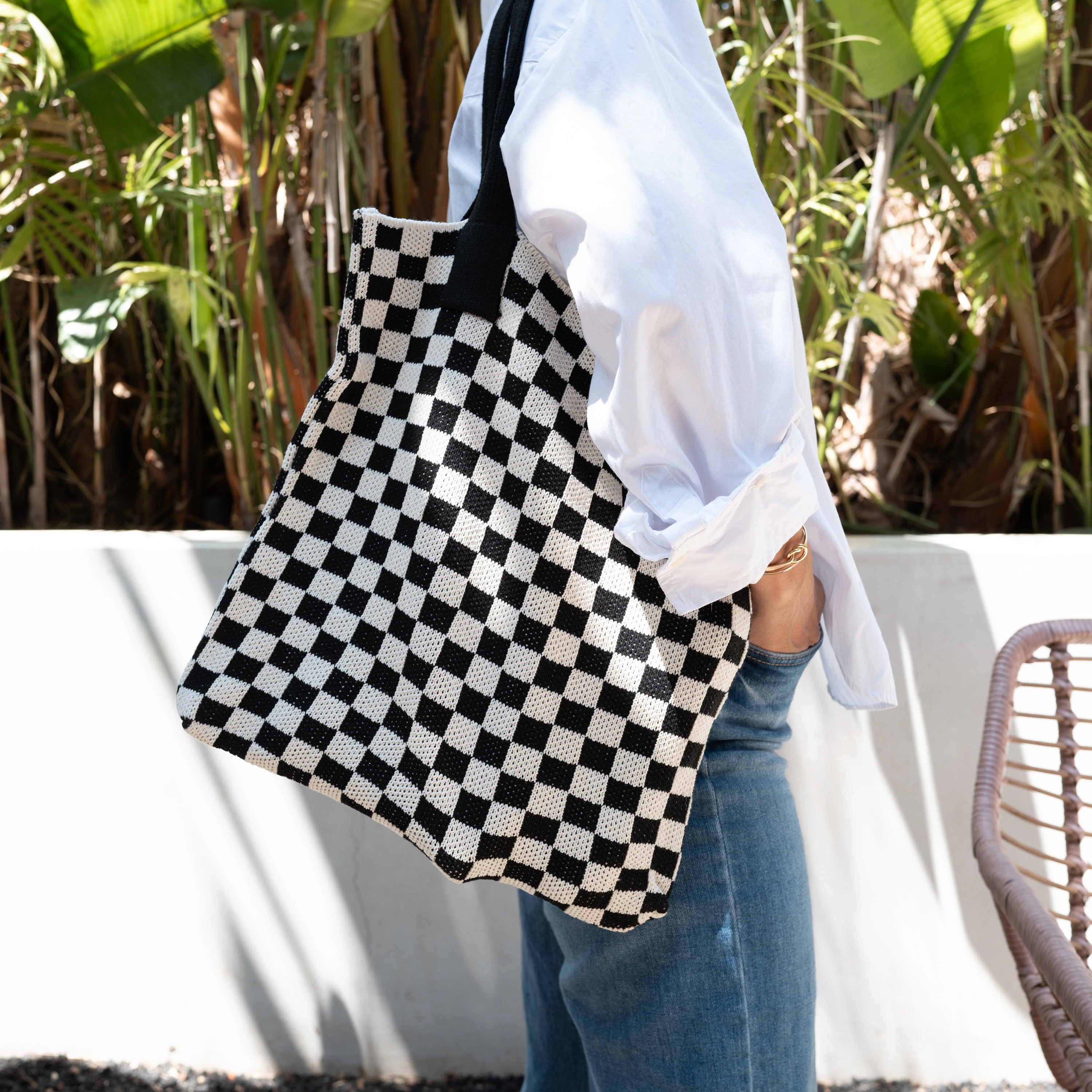 Casupo Checkered Sweater Tote Bag