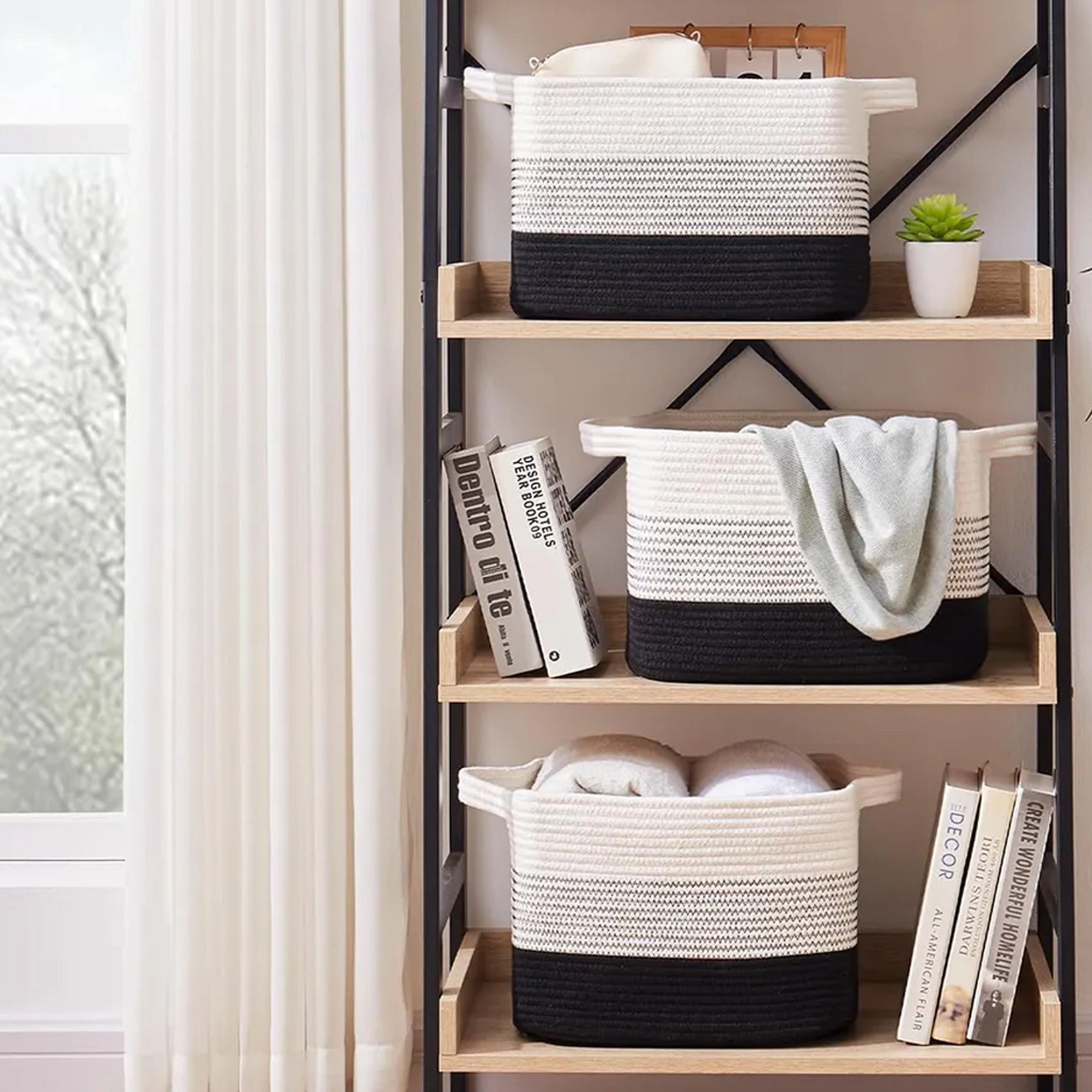 Cheer Collection 3-Pack Cotton Rope Storage Baskets – Soft for Home Kitchen Use