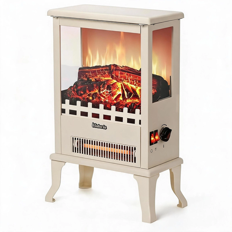 Electric Fireplace Stove with 3D Flame Effect, 1500W Electric Fireplace Heater, Built-In Thermostat for Indoor