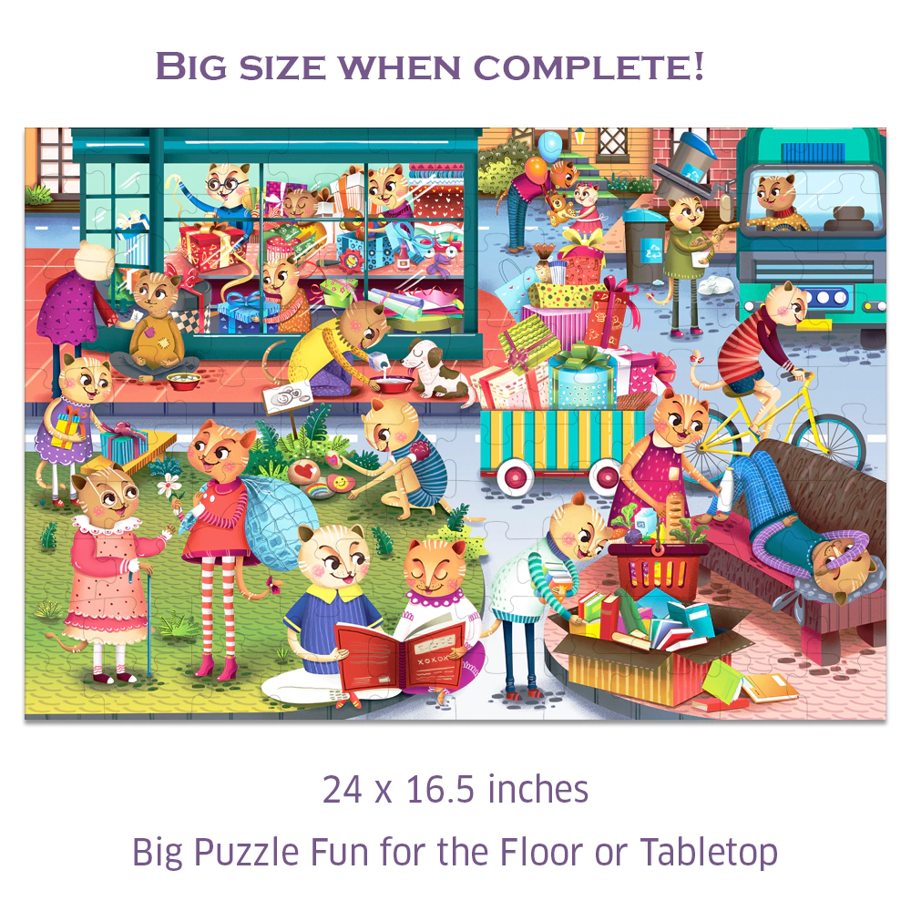 Chalk & Chuckles Caring Cats GoodyGum Activity Puzzle -100 pieces
