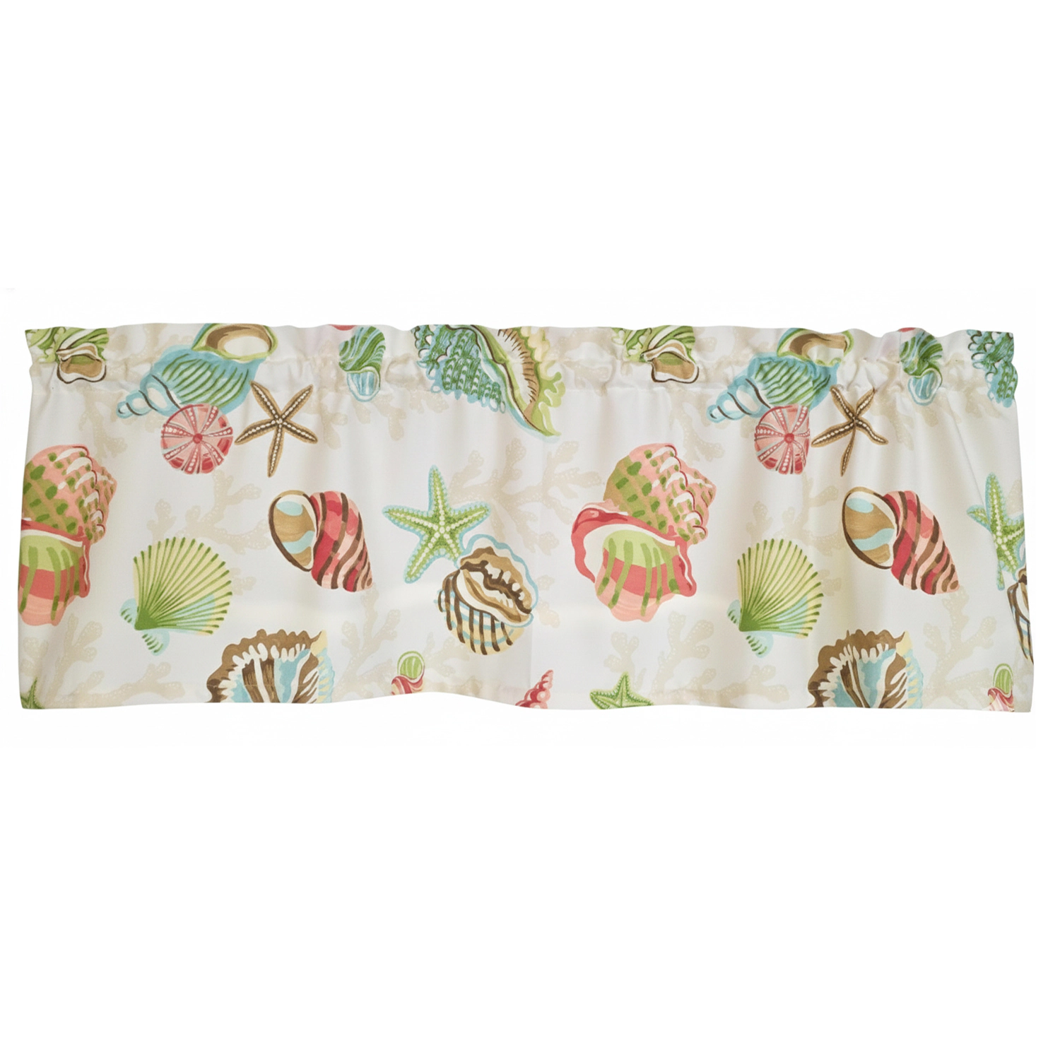 RLF Home 100% Cotton High Quality Beachbound Tailored Window Valance with 1.5" Rod Pocket 50" W X 12" L Multi