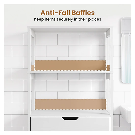 Glintex 48-Inch Bathroom Cabinet with Anti-Fall Baffles Drawer and 2 Doors