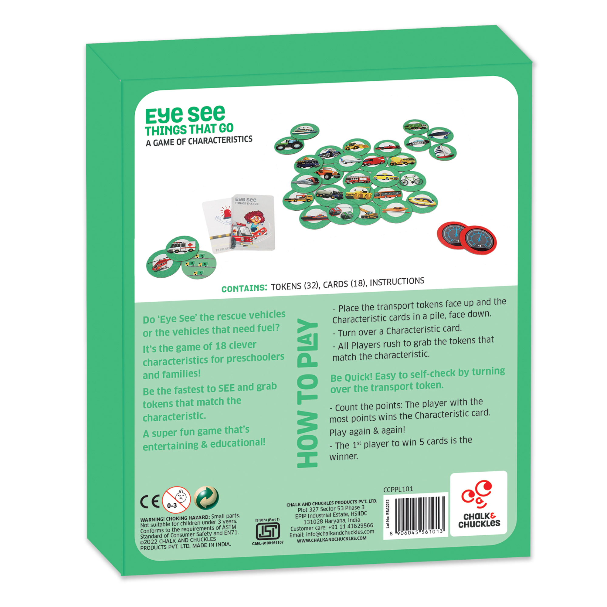 Chalk & Chuckles Eye See - Vehicles Card Game - 2-4 Players