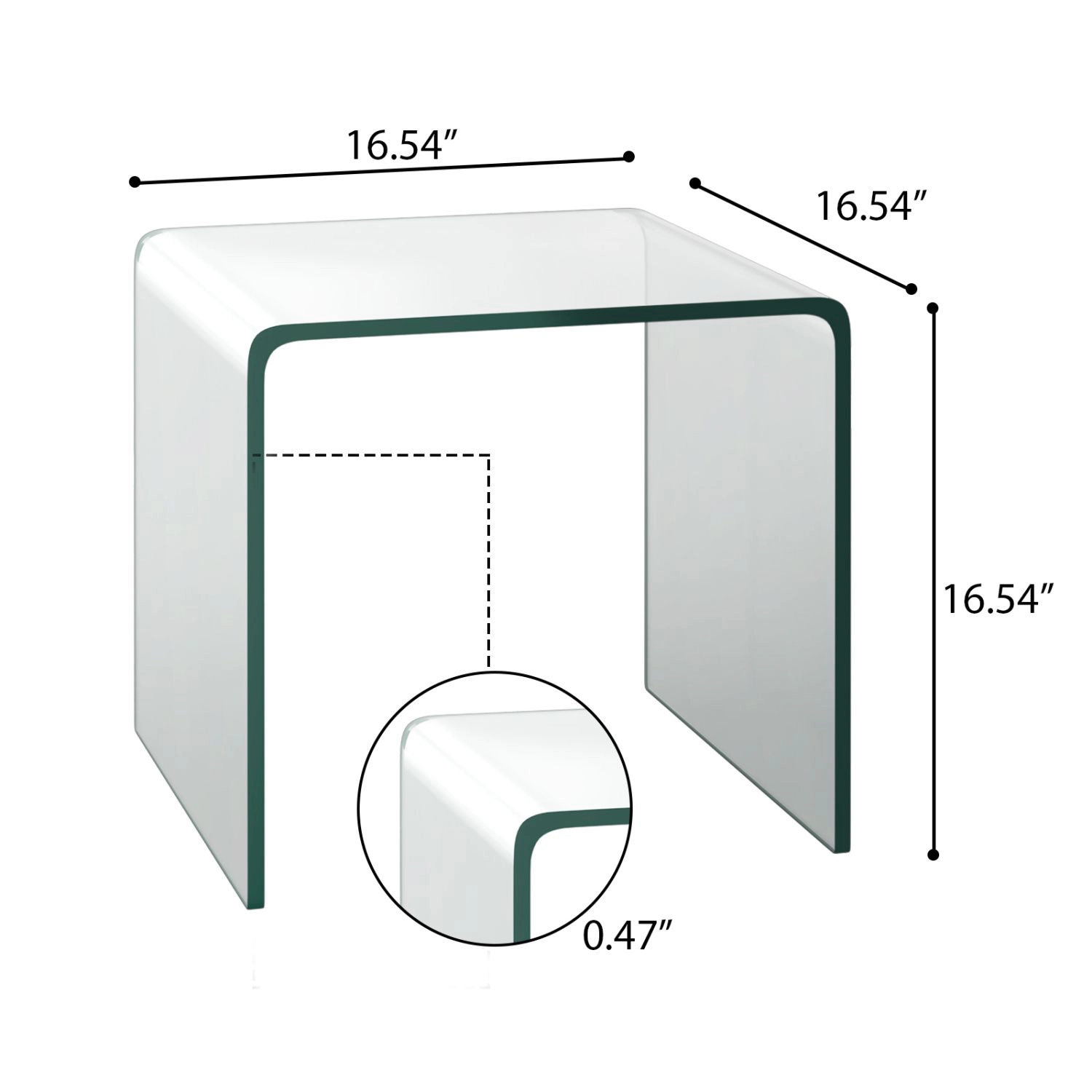 SlickBlue U Shape Glass Coffee Table with Tempered Glass Top