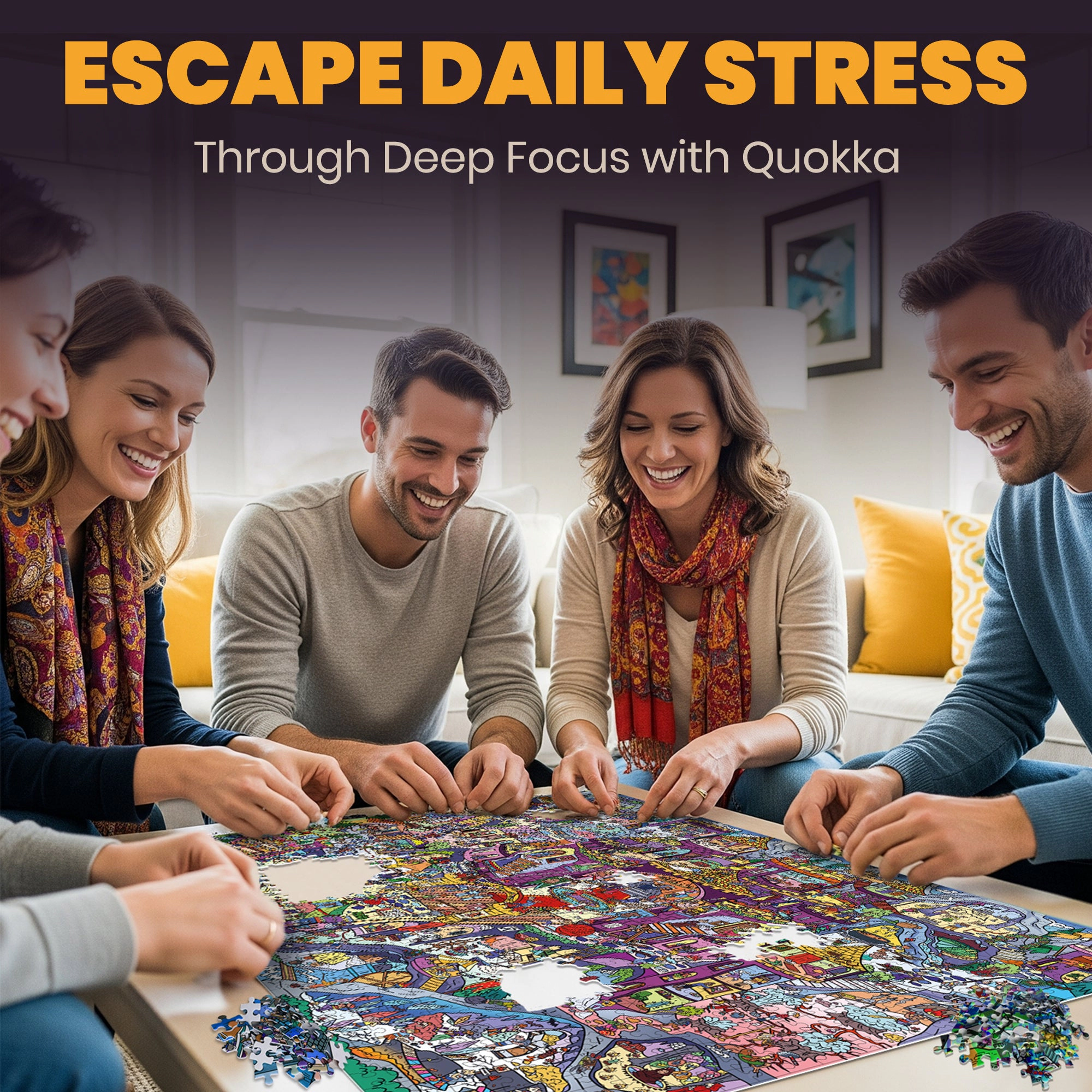 QUOKKA 1000-Piece Jigsaw Puzzles for Adults – Furfloat Kingdom, Twigtail Kingdom, Rocktail Kingdom and Blush Lotus Kingdom – Premium Box, Extra Fun Challenges