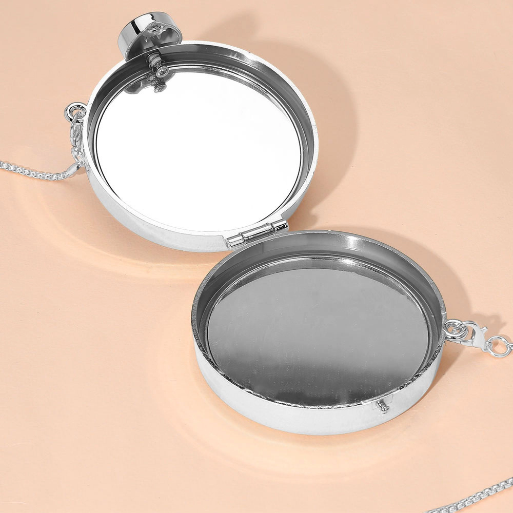 FASHNZFAB Metallic Round Compact Mirror Clutch Evening Bag Crossbody Bag