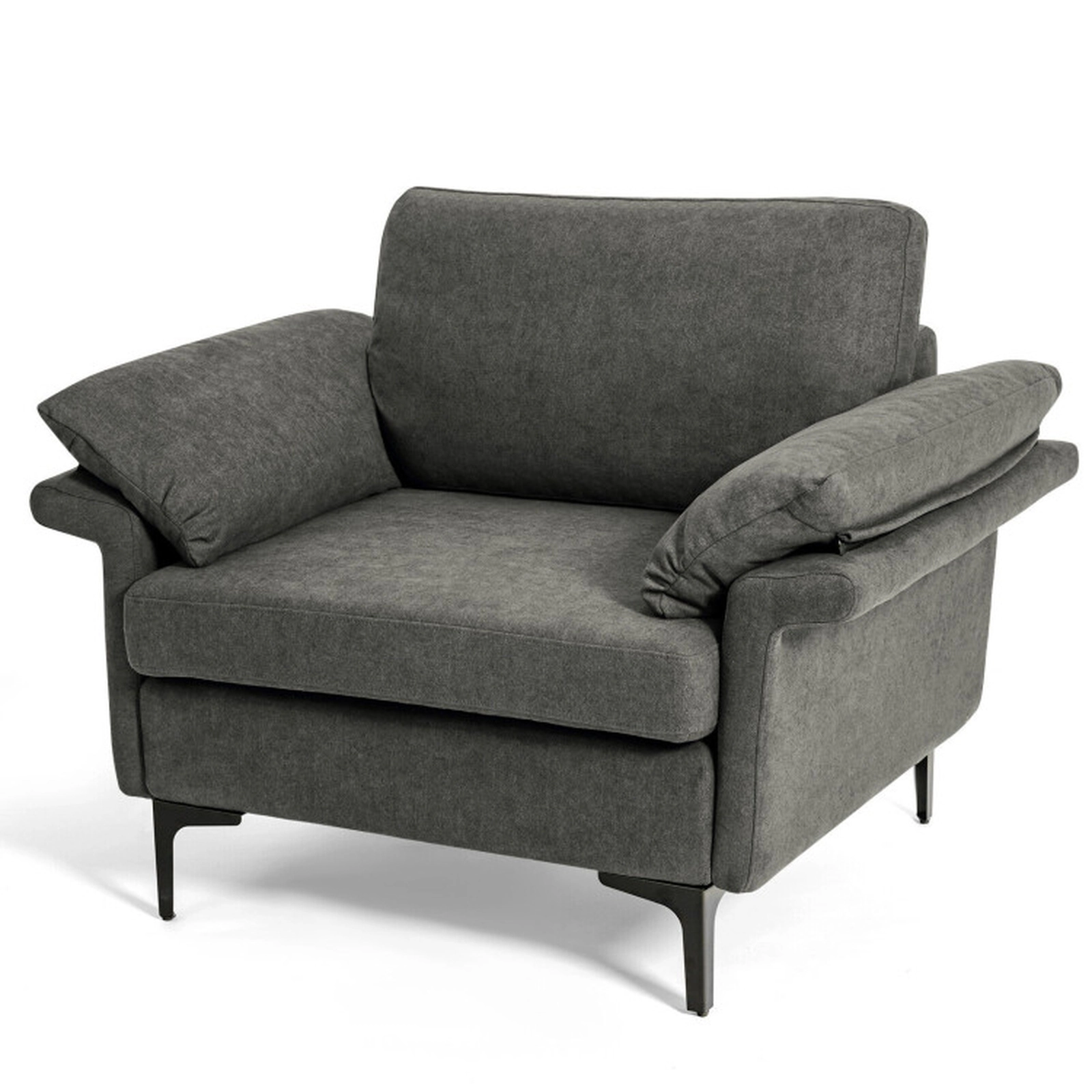 SUGIFT Modern Fabric Accent Armchair Single Sofa with Distributed Spring System 660-Lb Capacity Gray