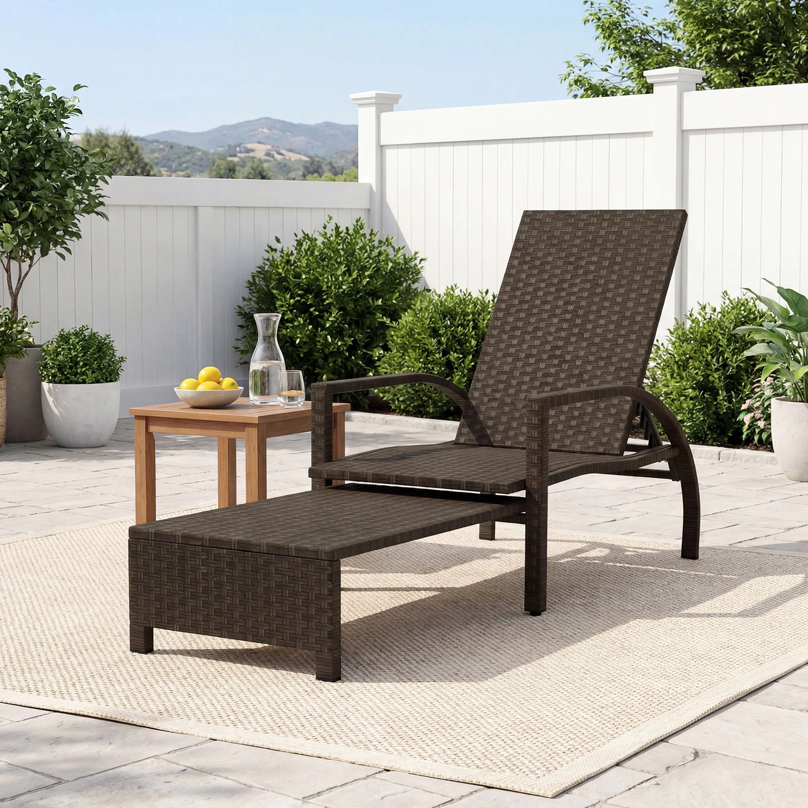 SlickBlue Adjustable Patio Recliner with 6-Position Backrest and Metal Frame