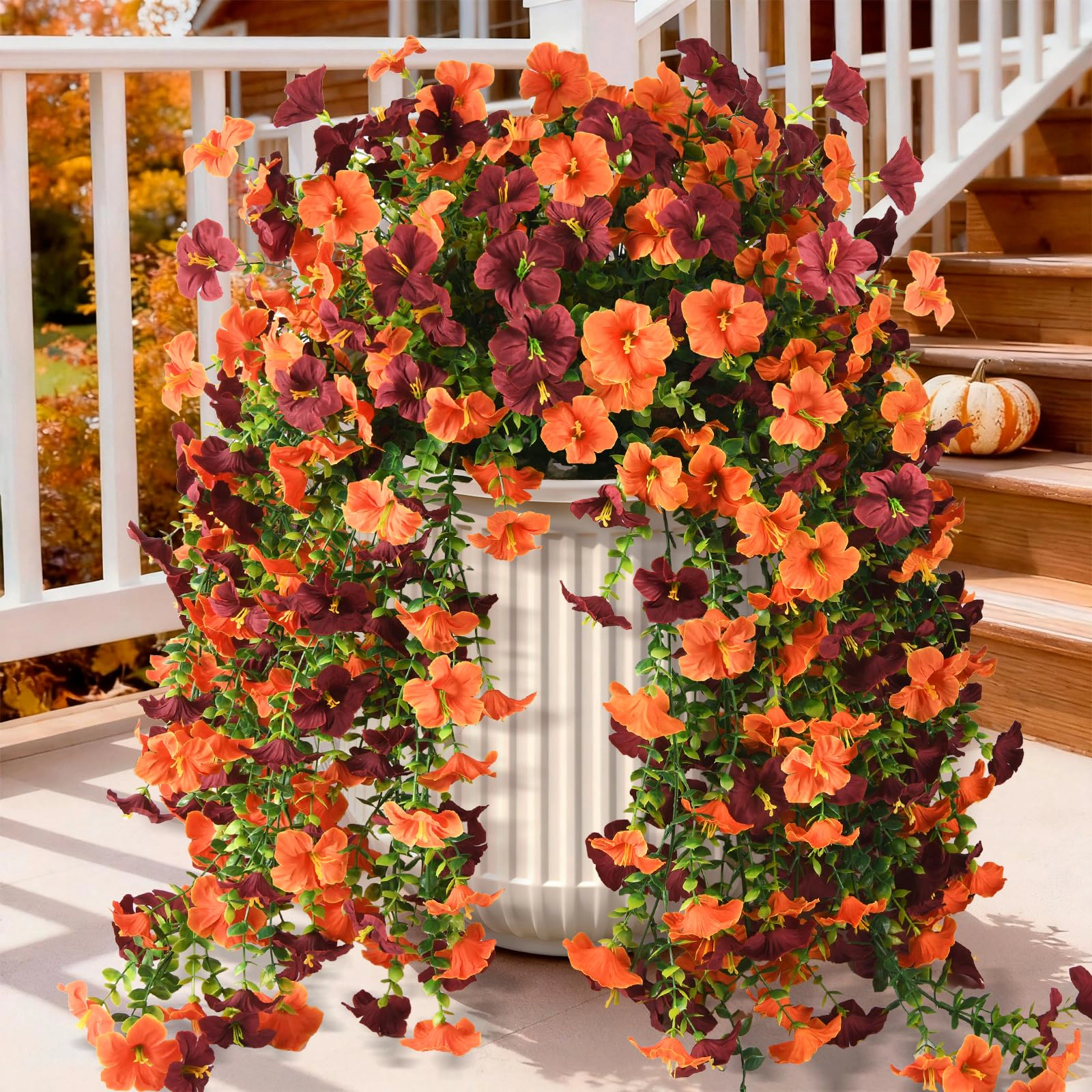 PUPWE Artificial Petunias Flowers For Outdoors Fall Home Decoration