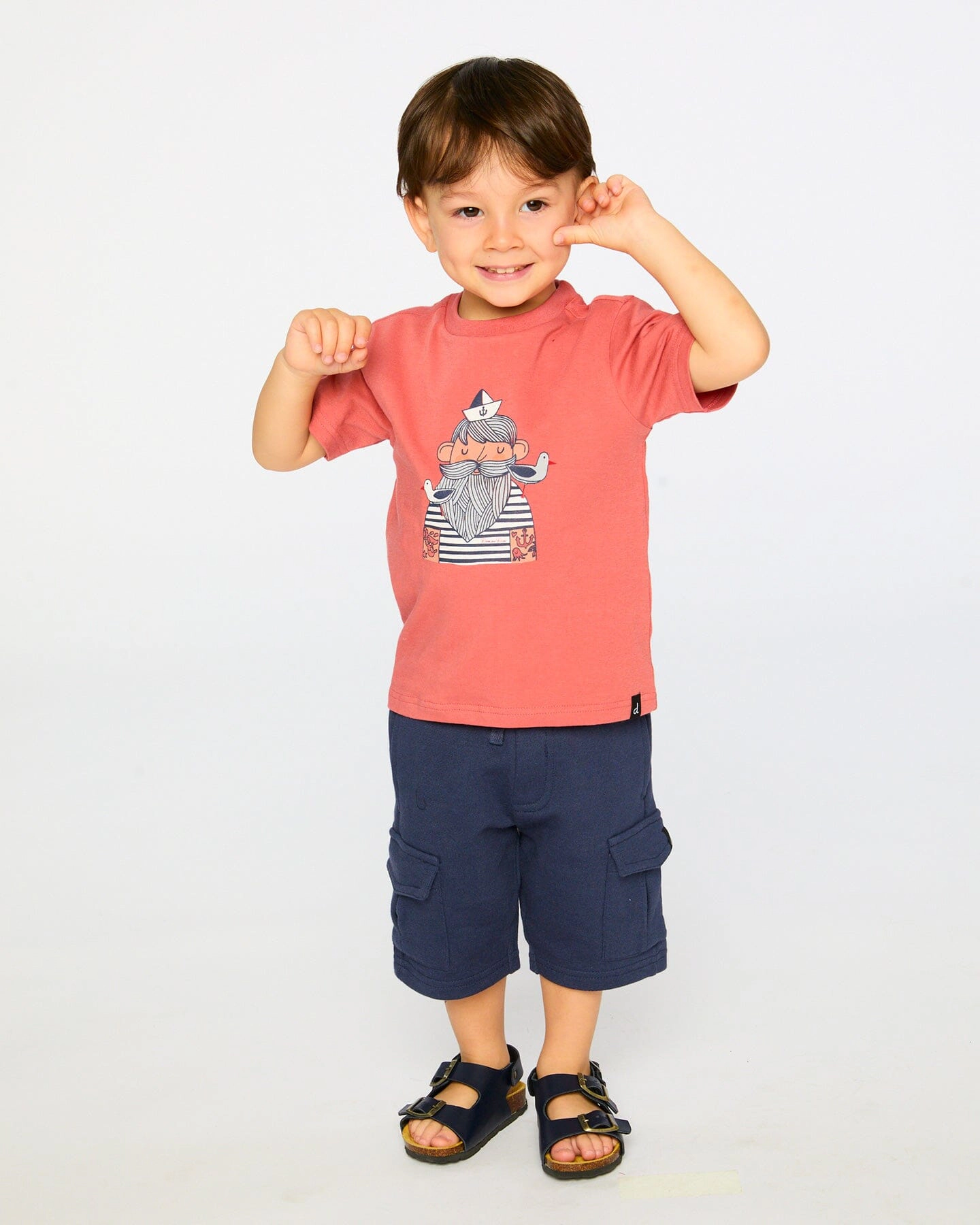 Deux par Boys Organic Cotton Sailor Graphic Short Sleeve T-Shirt