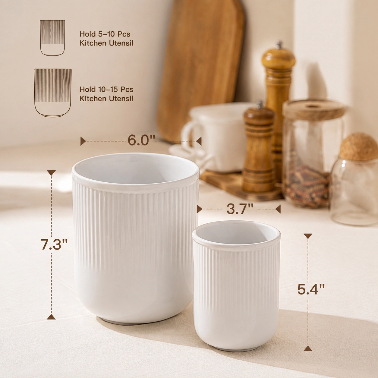 WZK Set of 2 Ceramic Kitchen Utensil Holder
