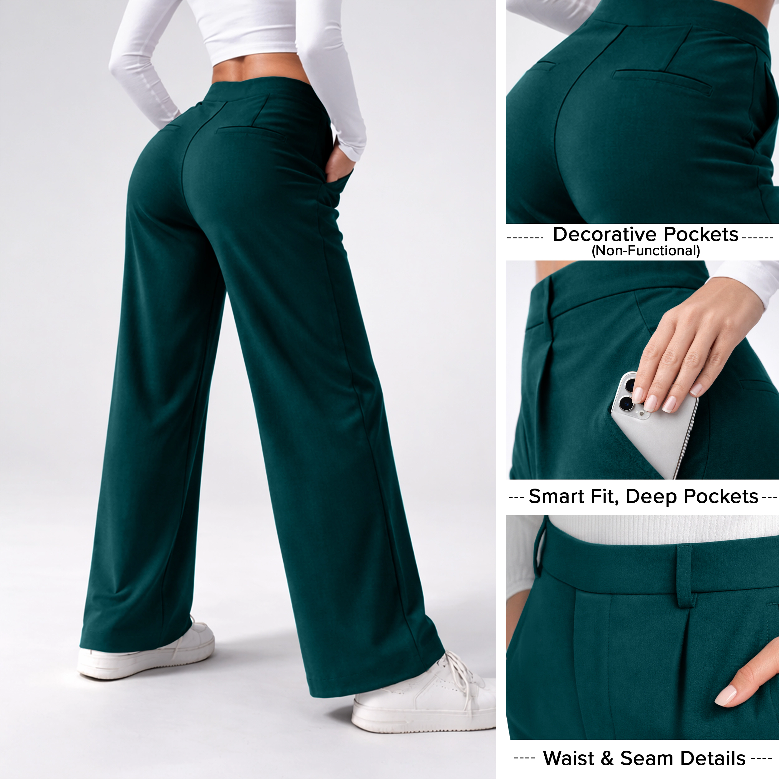 WOVA COUTURE Womens High Waisted Straight Leg Dress Pants