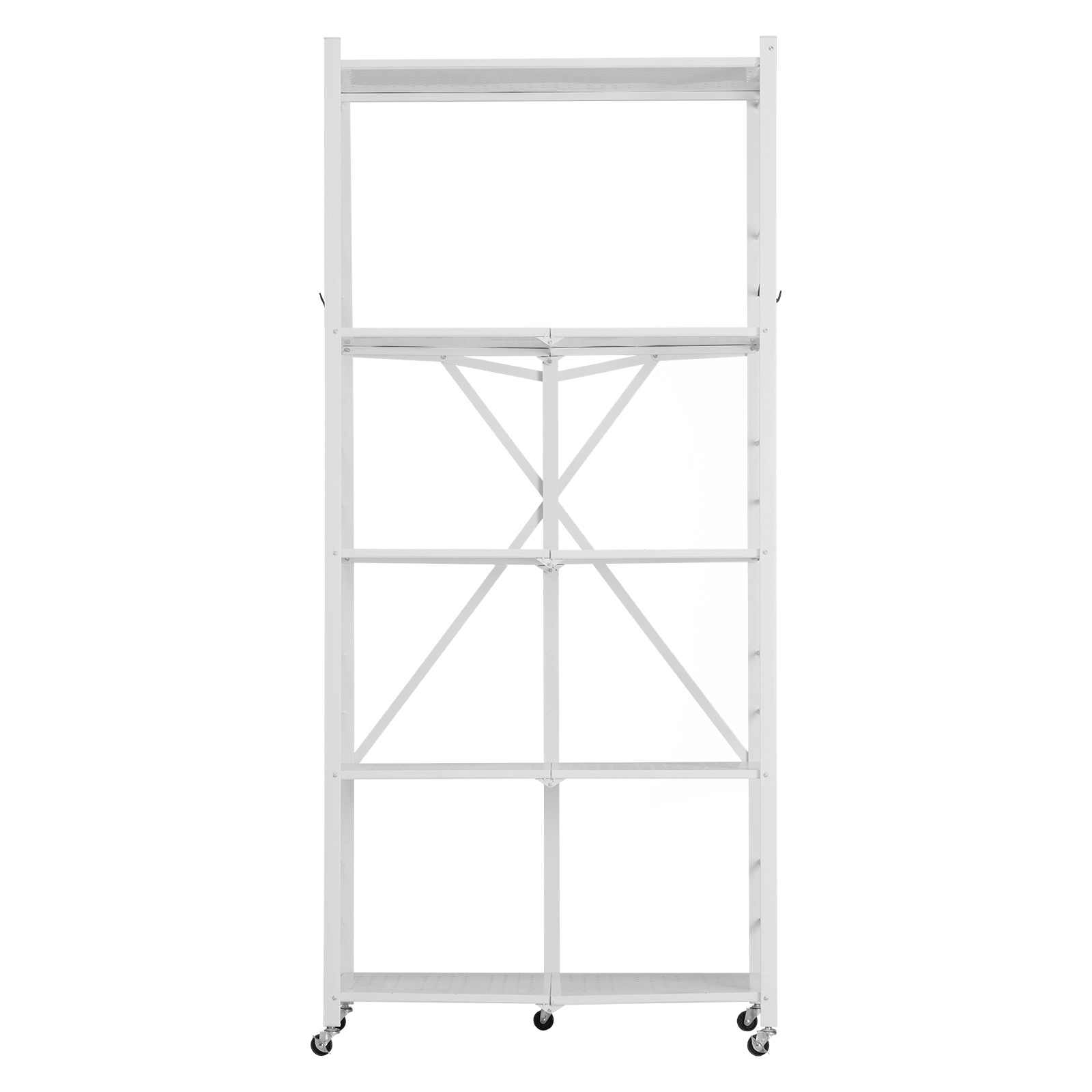 Flynama Folding Storage Shelf with Wheels -Tier No Assembly Organizer Shelf
