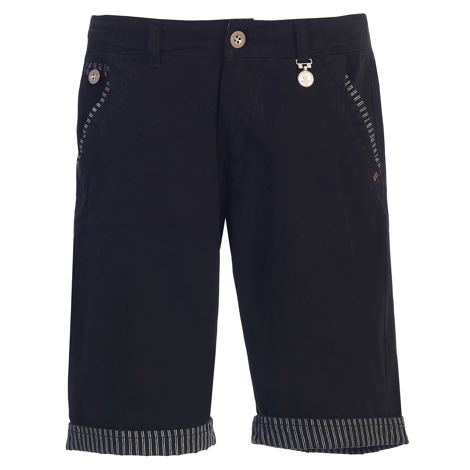 Gioberti Boy's Garment Wash Casual Shorts with Stripe Contrast Denim