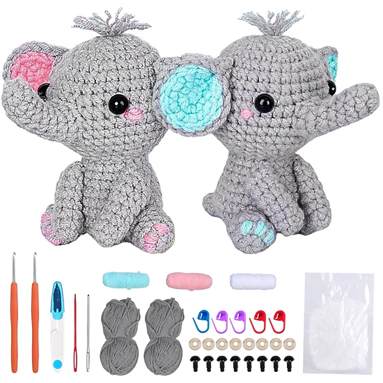 GBruno Beginner Crochet Kit With 2 Elephant Patterns