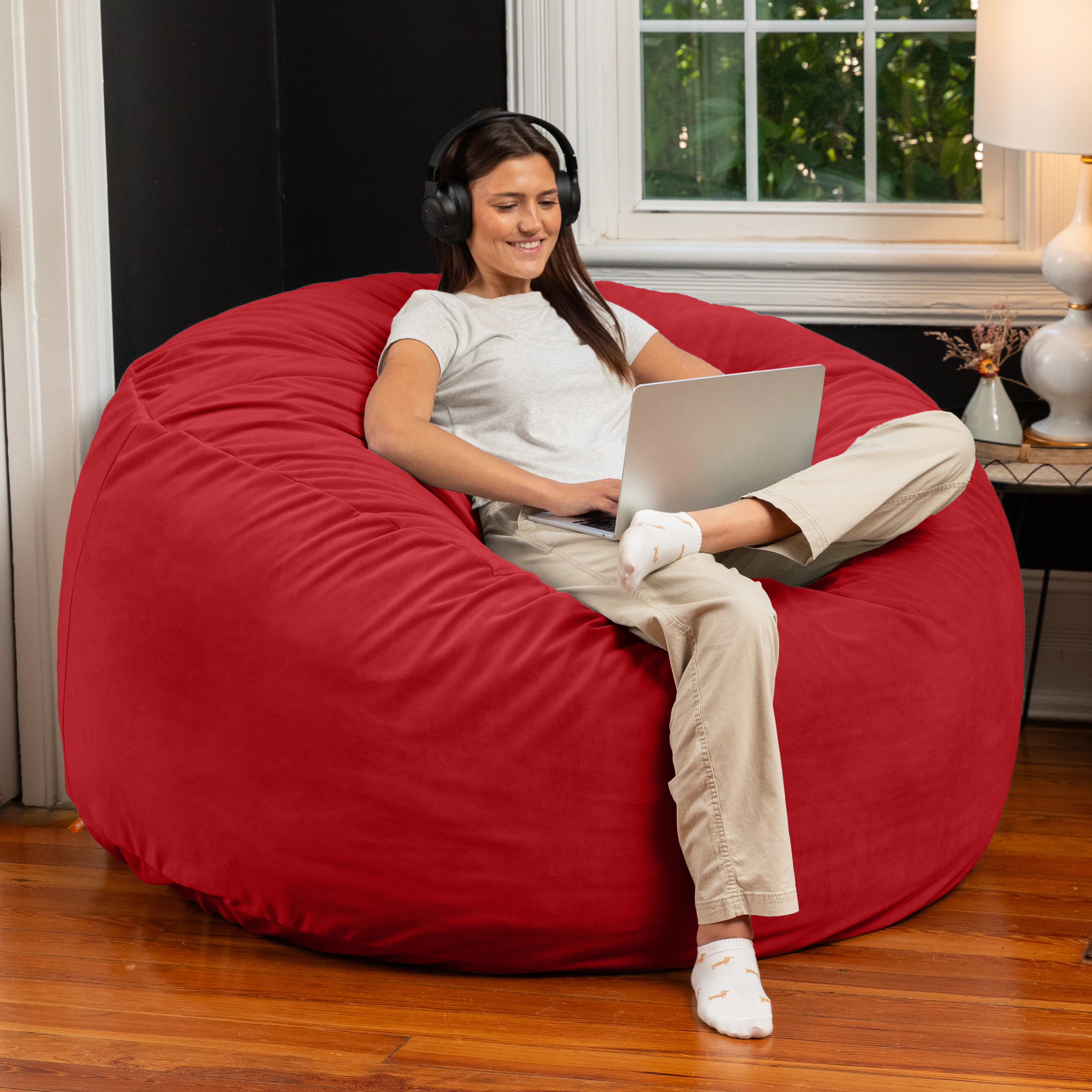 Jaxx 5 Foot Saxx - Large Round Bean Bag Chair for Adults