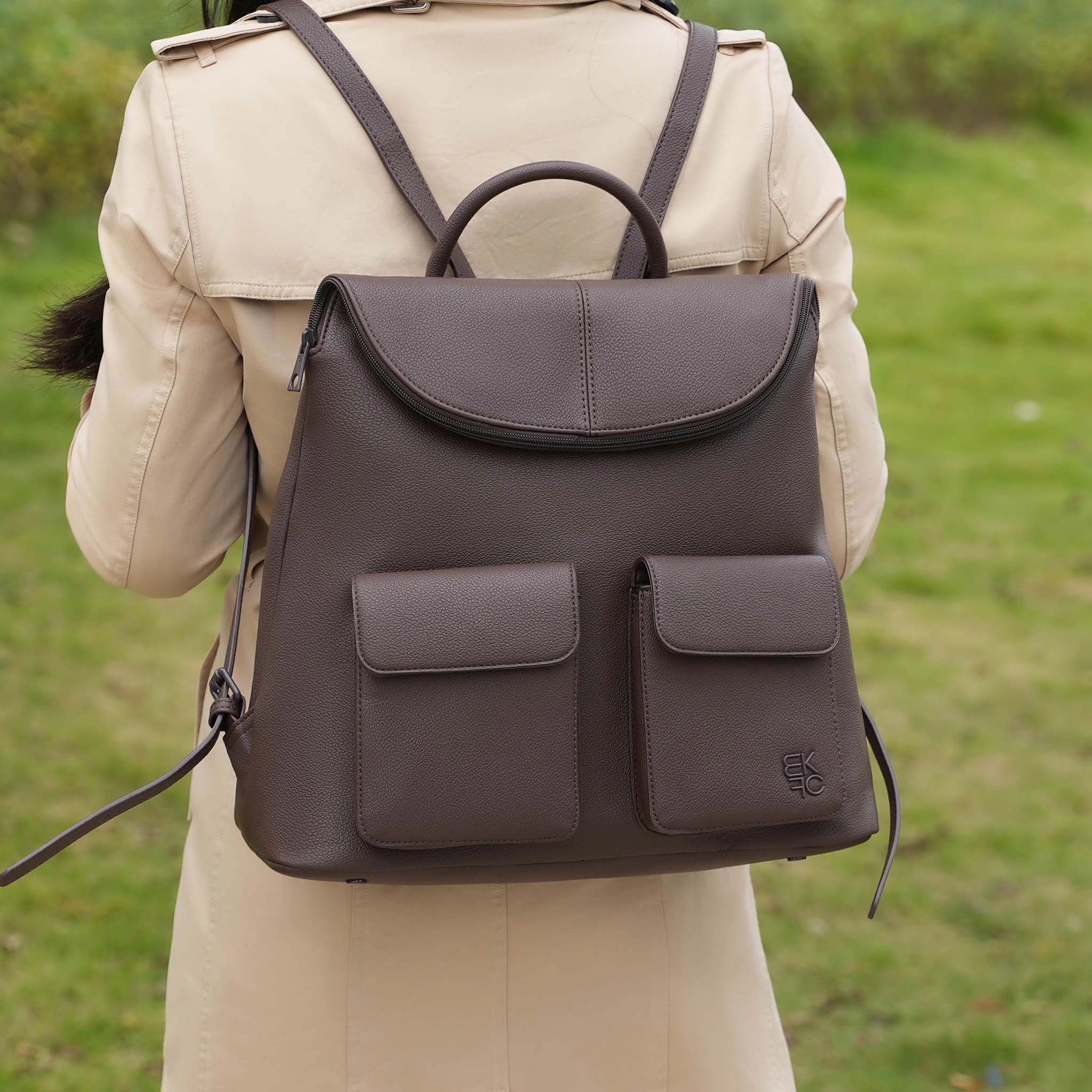 Mia K Collection Natalie Vegan Leather Flap-Top Backpack