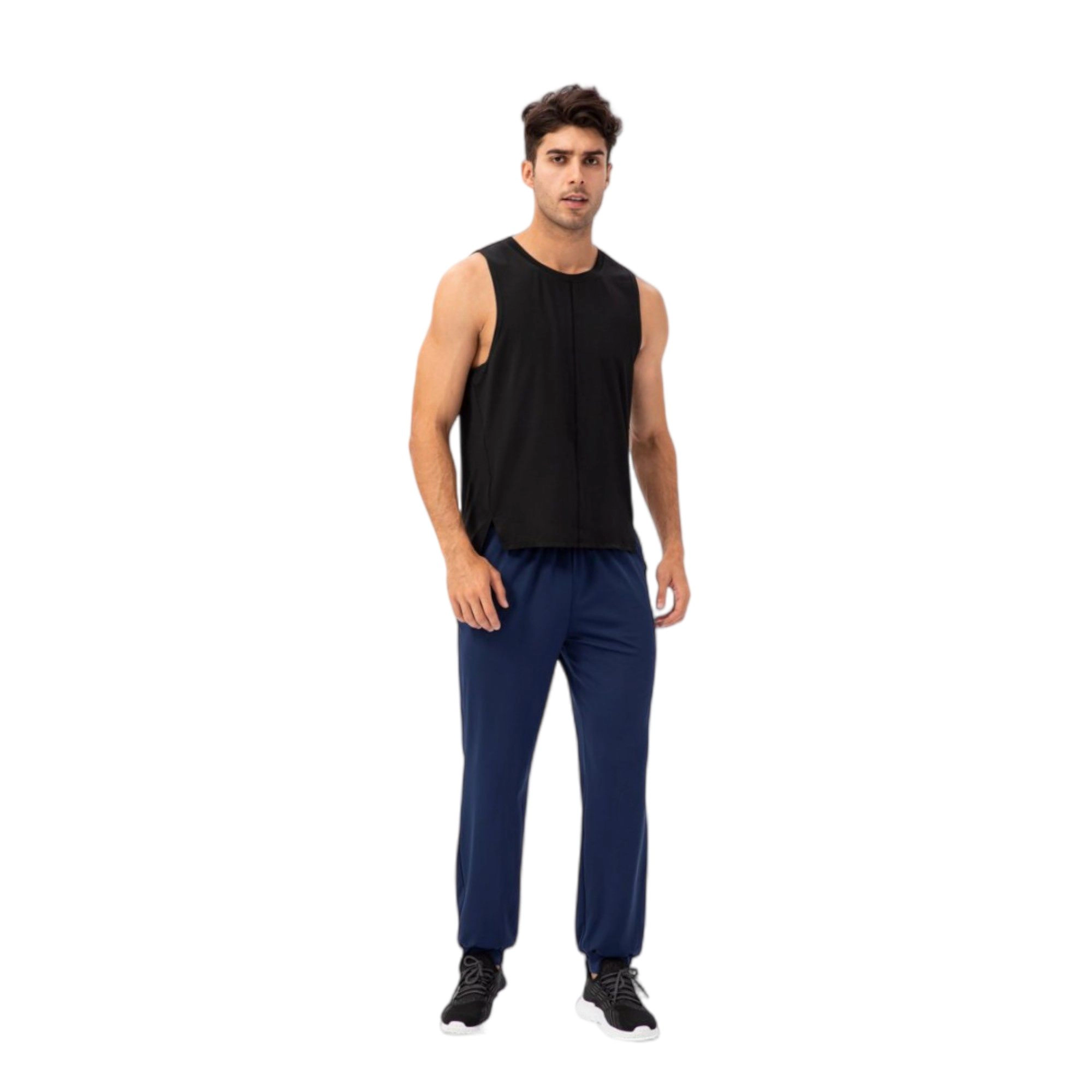 Anna-Kaci Men's Sleeveless Performance Tank Top with Side Slits and Breathable Quick-Dry Fabric