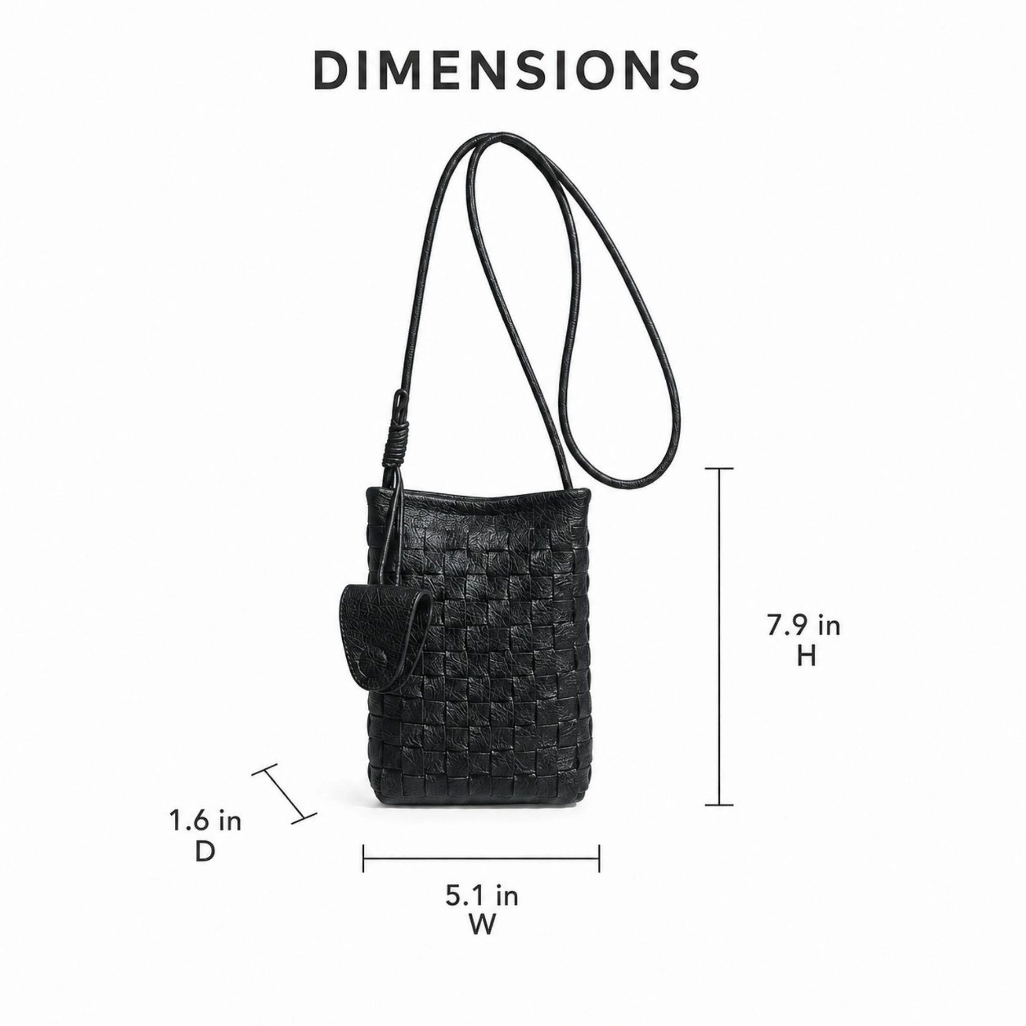 Alilang Women's Woven Mini Crossbody Phone Bag with Long Strap and Small Pouch