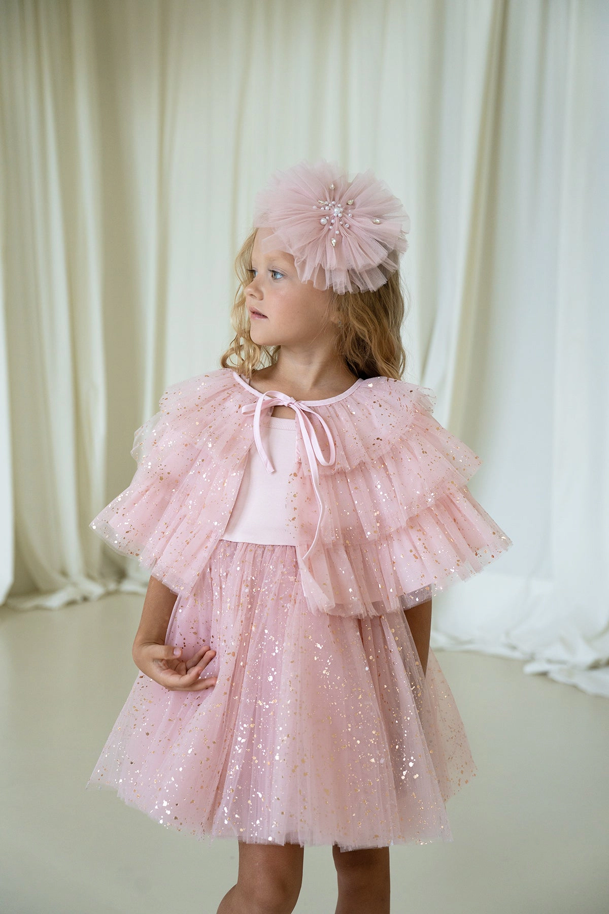 Mini Celebrities Girls Full Sparkle Pink Dress Set