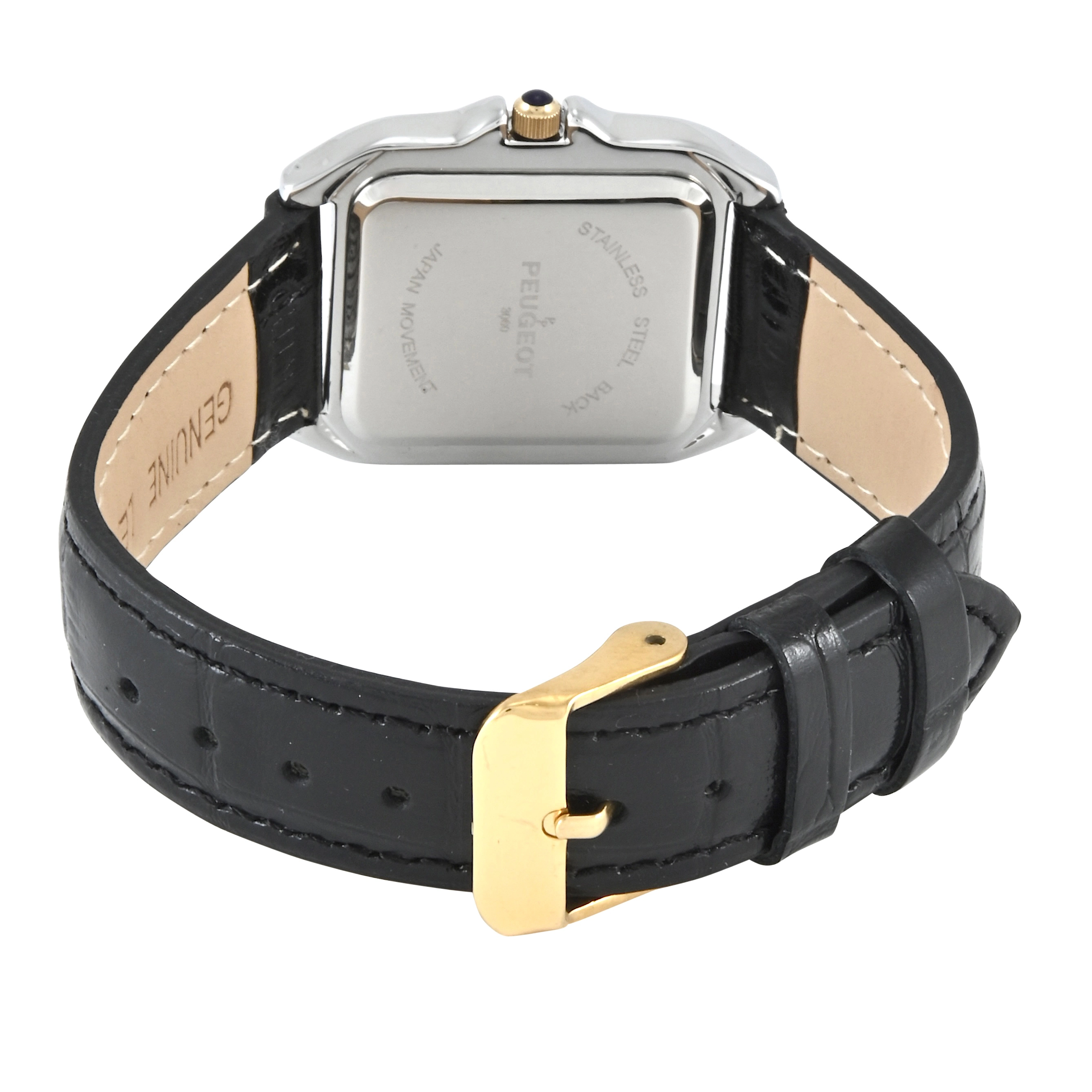 Peugeot Women's Watch 36mm Square Tank Shape Leather Strap Watch