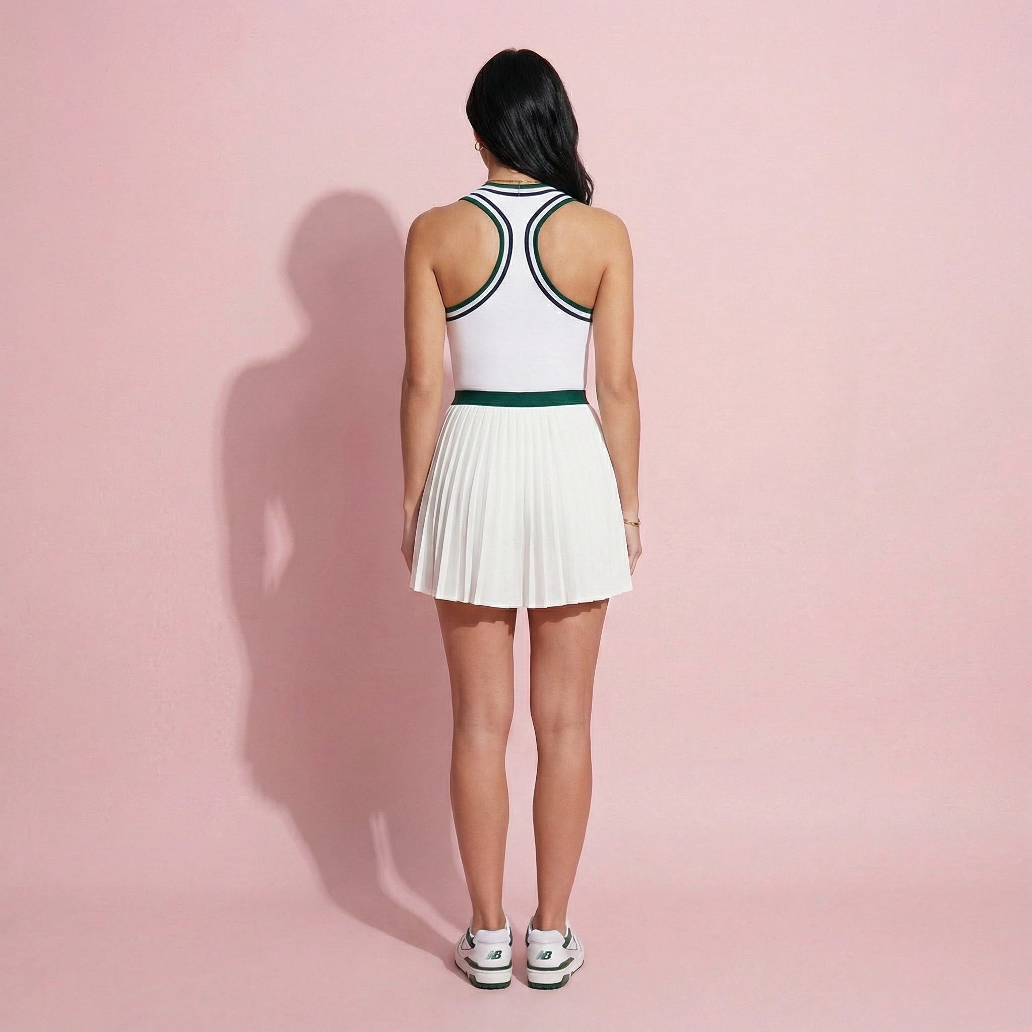 Anna-Kaci Womens Sleeveless Scoop Neck Contrast Trim Zip-Front Tennis Dress