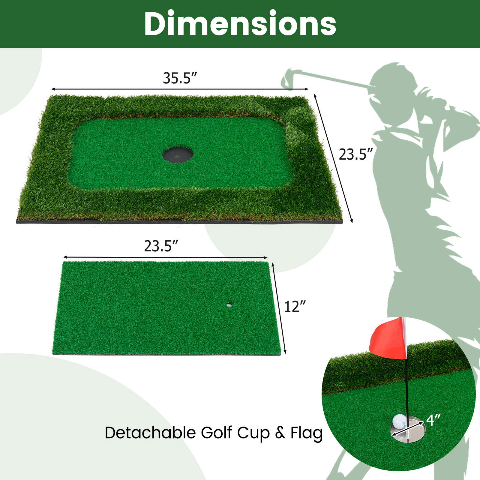 LJG Floating Golf Green for Pool with 6 Golf Balls and Golf Flag