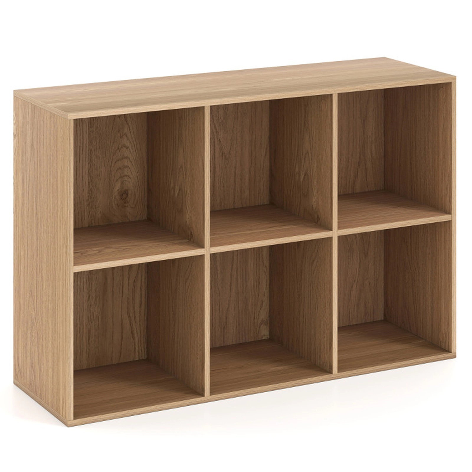 SUGIFT Modern 6-Cube Bookcase 132-lb Top Capacity with Anti-Tipping Kits for Bedroom Living Room Natural