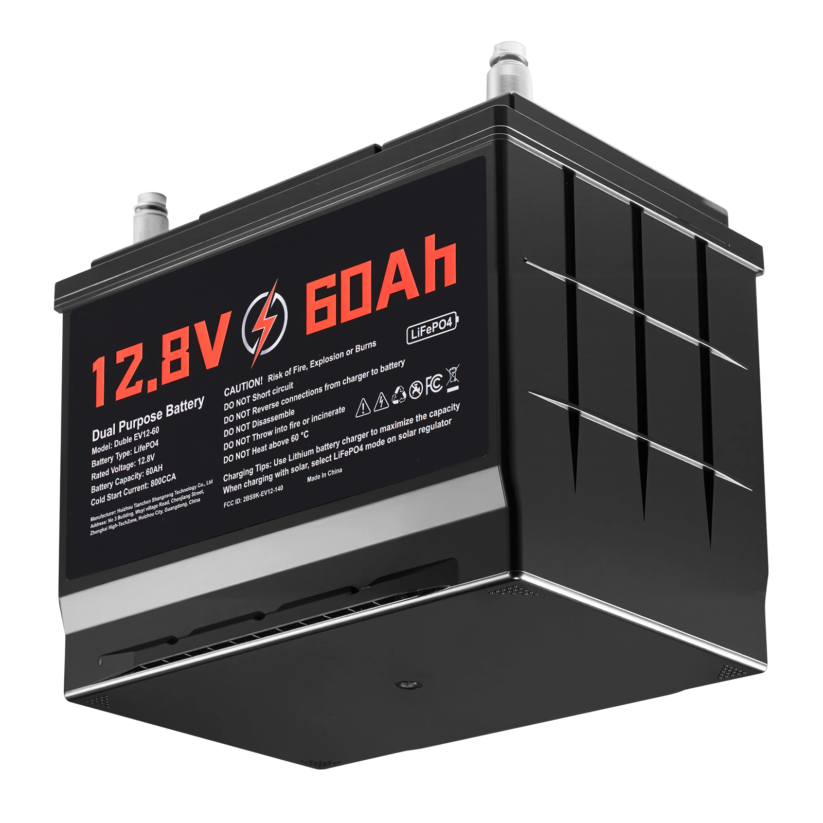 HONGGE 12V Dual Purpose LiFePO4 Lithium Battery, Lithium-ion Starter Battery Plus Deep Cycle, Built-in Smart BMS