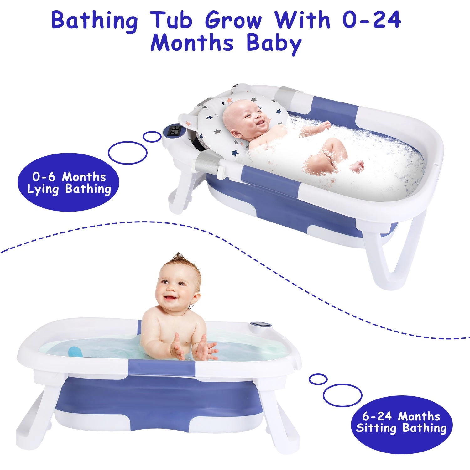 GBruno Kids' Kids' Collapsible Baby Bathtub With Thermometer