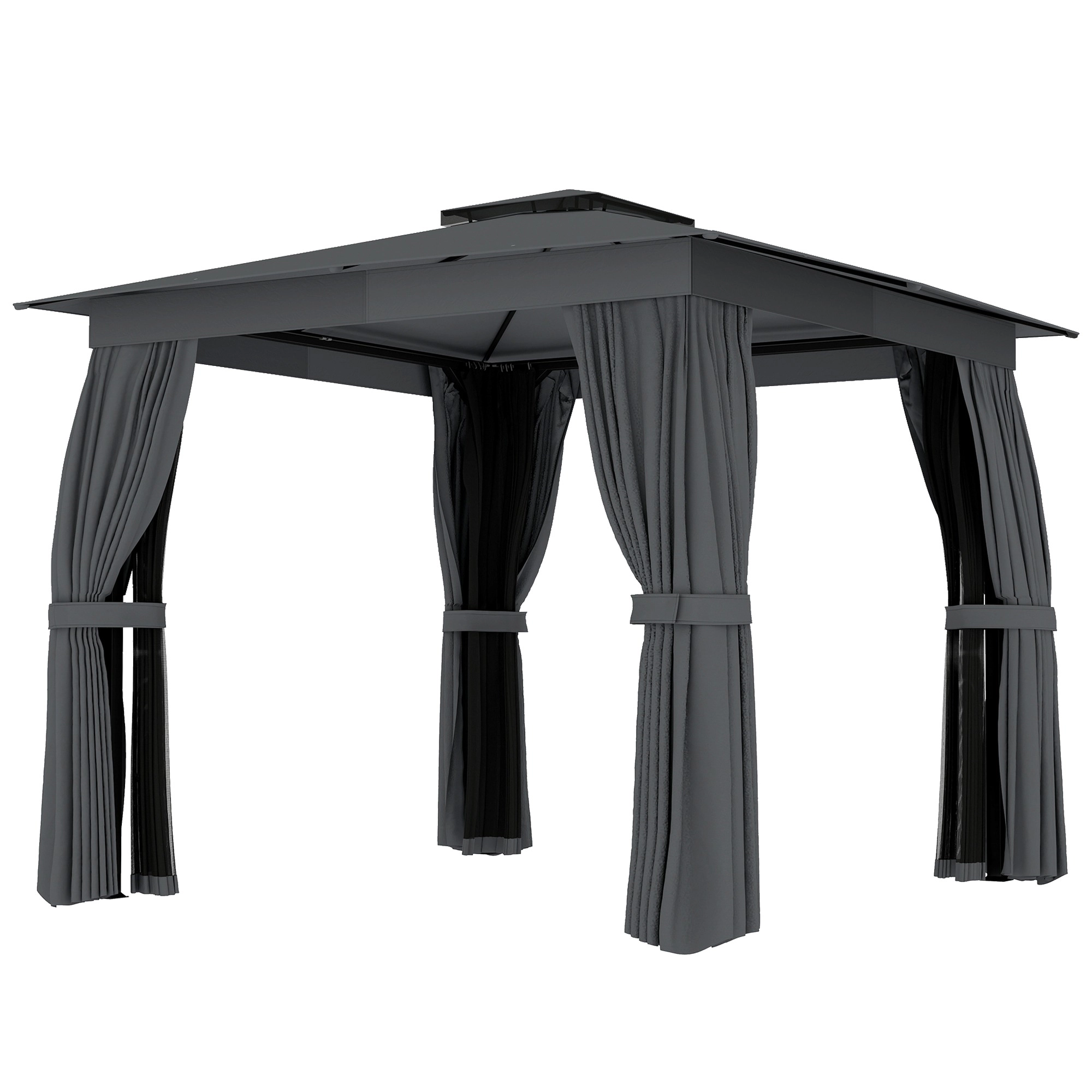 HONGGE Outdoor Patio Gazebo, Soft Top Gazebo Canopy Shelter with Curtains, Netting and Steel Frame