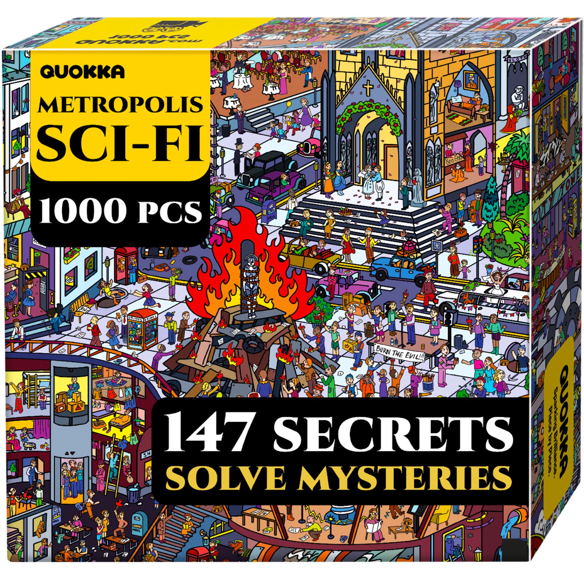 QUOKKA 1000-Piece Jigsaw Puzzles for Adults – Metropolis, Nosferatu and Roman Empire Premium Box, Extra Fun Challenges