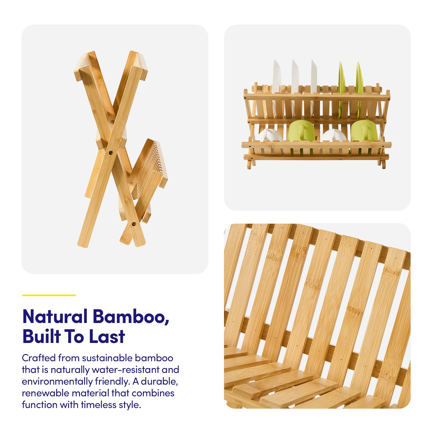 Sweet Home Collection Bamboo Dish Rack