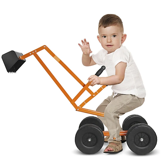 SUGIFT Heavy Duty Kid Ride-On Sand Digger Excavator with 360° Rotatable Seat 110-lb Capacity Ages 4-12 As Pictures Show
