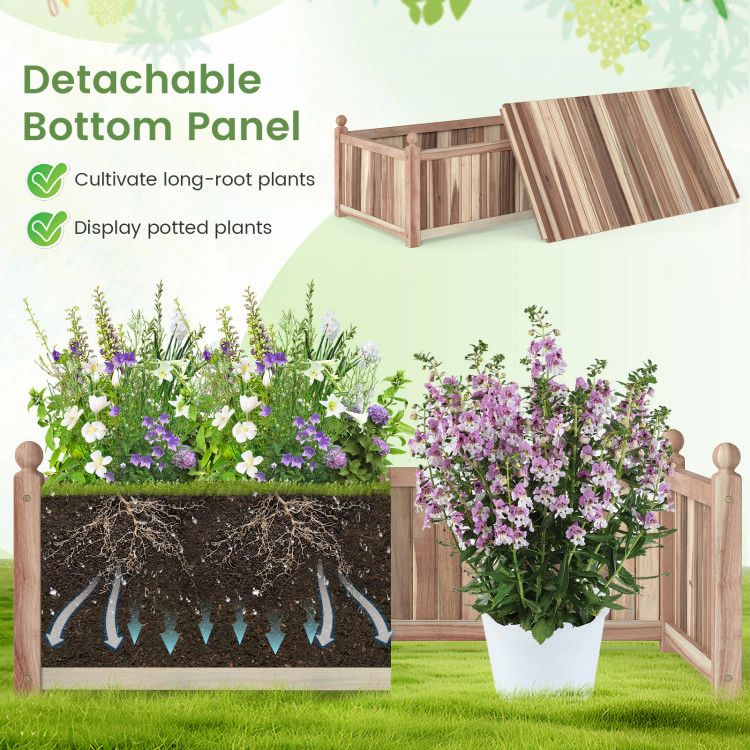 Hivvago Wooden Raised Garden Bed Natural Acacia Wood Rectangular Planter Box with Liner