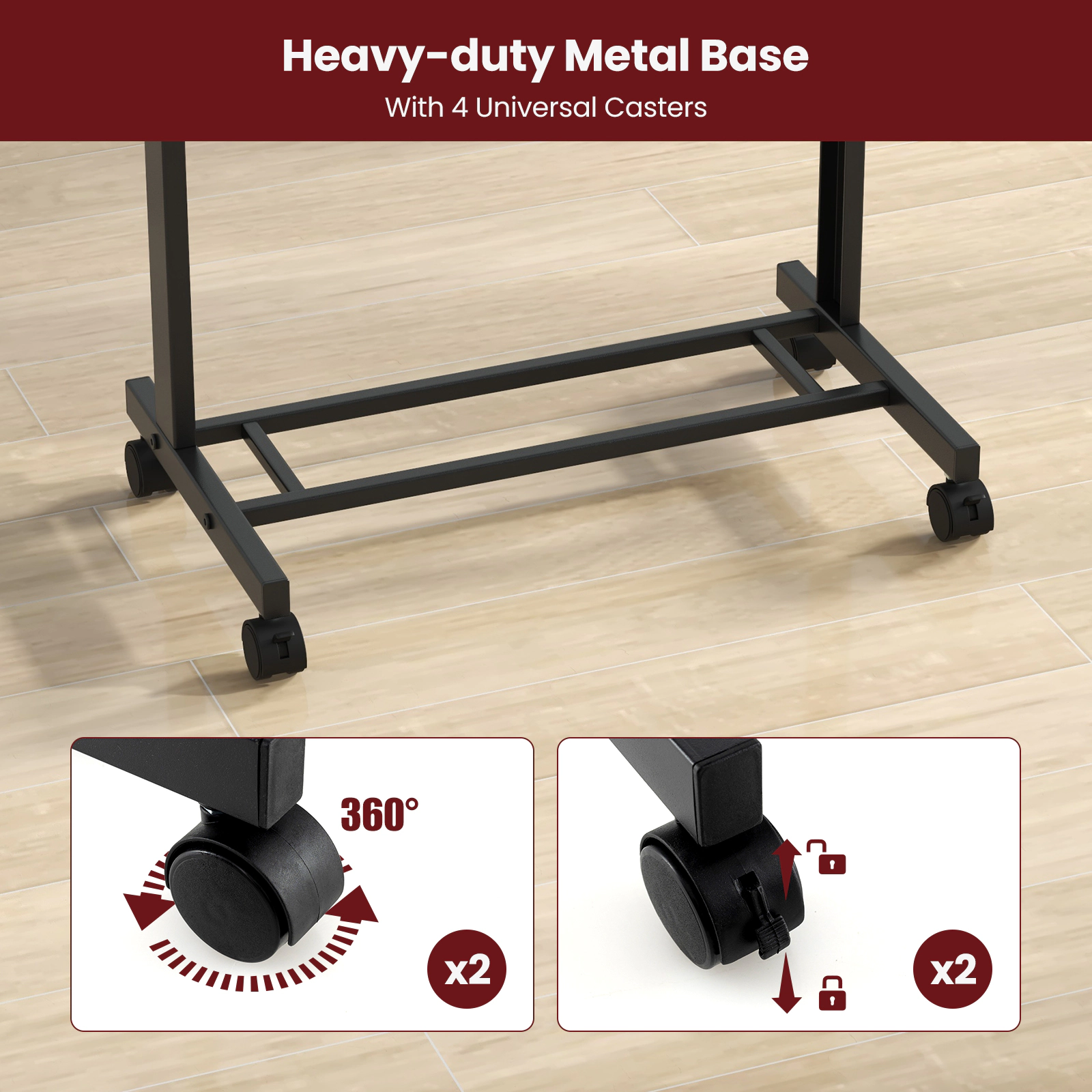 SUGIFT 3-Position Height Adjustable Lectern Lap Desk Table with Tilted Tabletop 45-lb Capacity with Storage Shelf Black