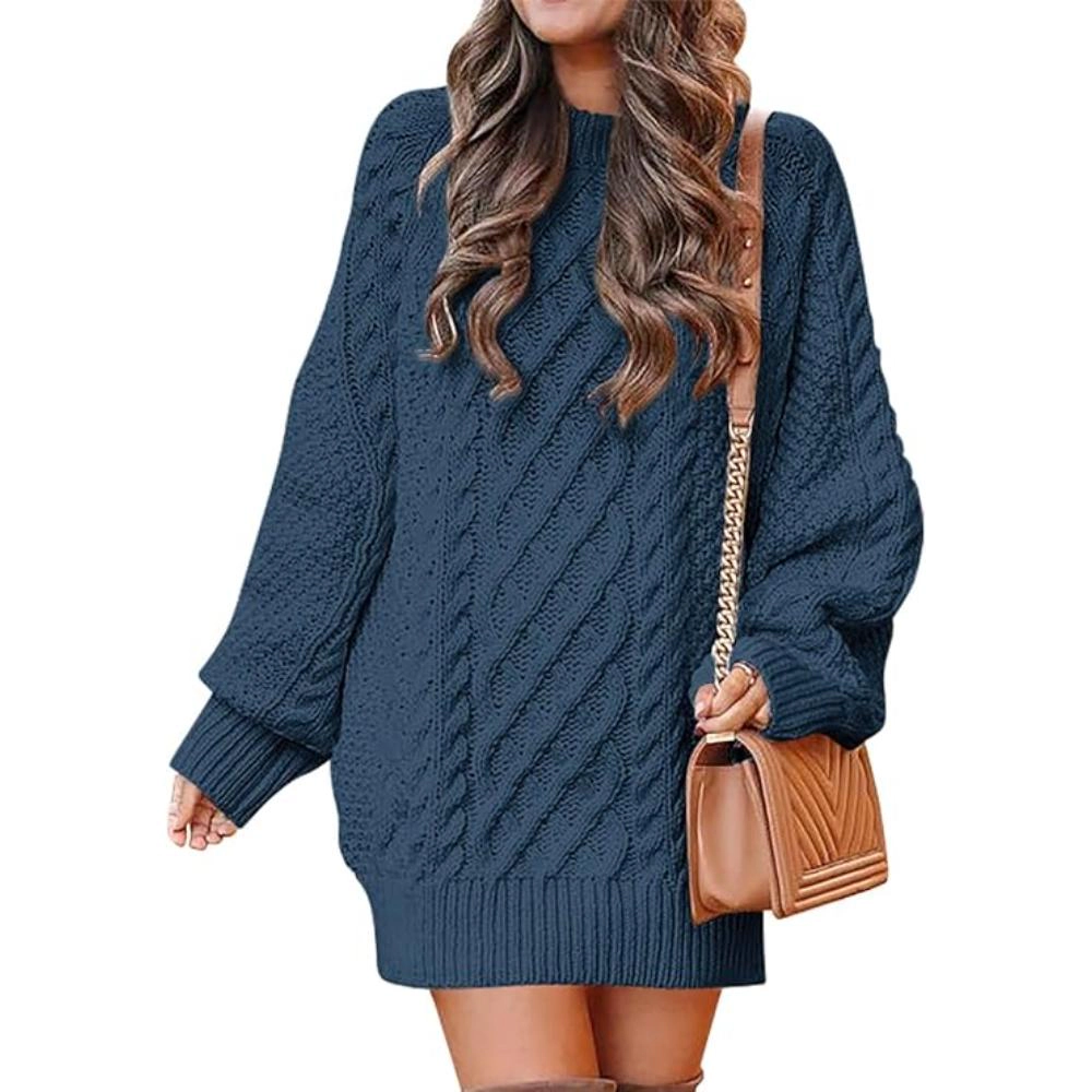 Urban Retreat Womens Cable Knit Chunky Long Sweater Dress