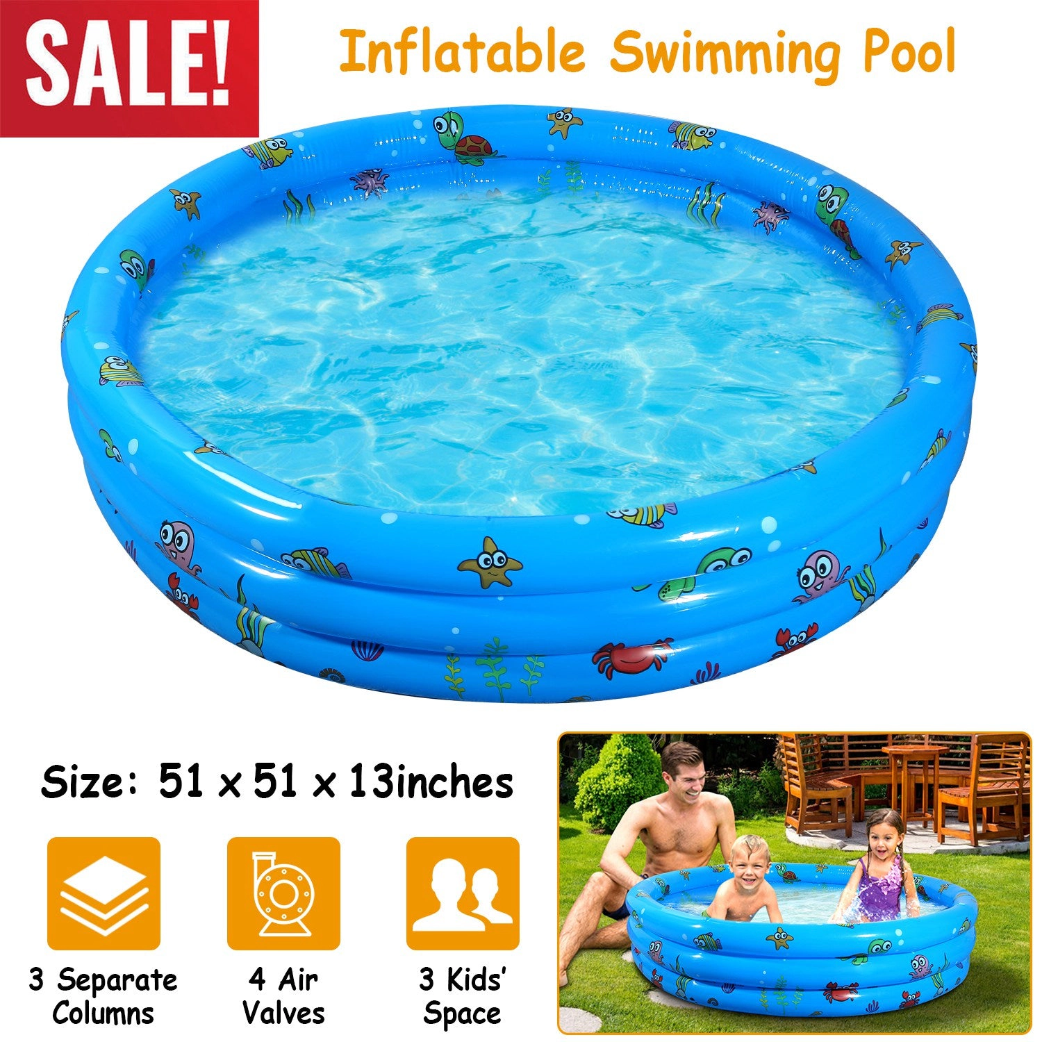GBruno 52-Inch 3-Tier Inflatable Swimming Pool
