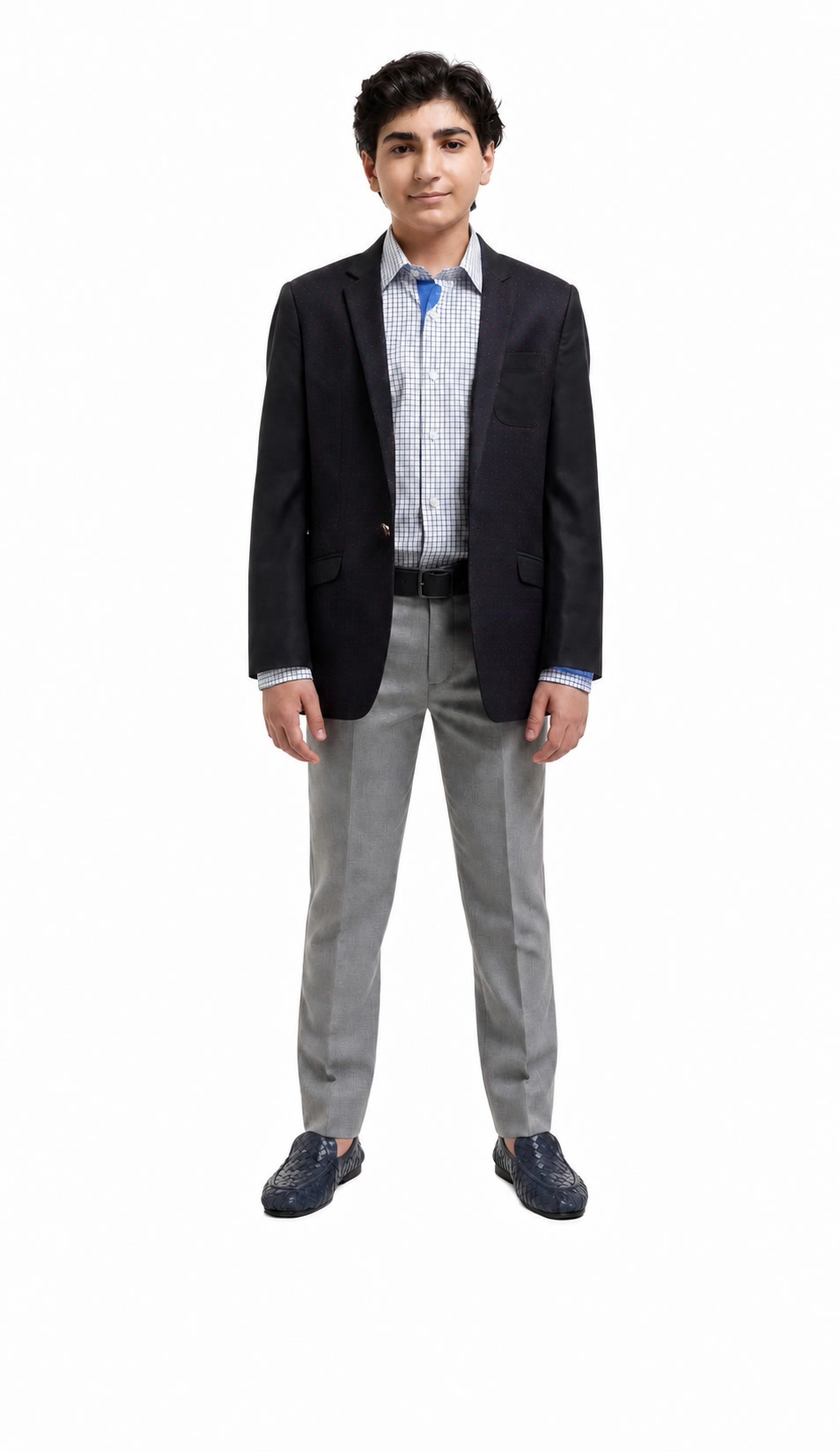 Elie Balleh Boys Slim Fit Diamond Dots Blazer