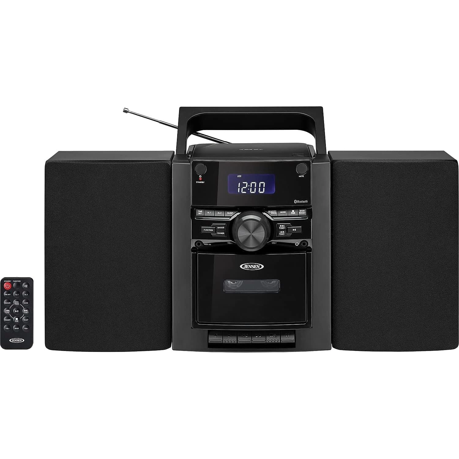 Jensen Portable Bluetooth CD Stereo System with AM/FM Radio, USB MP3 & Cassette CD-785