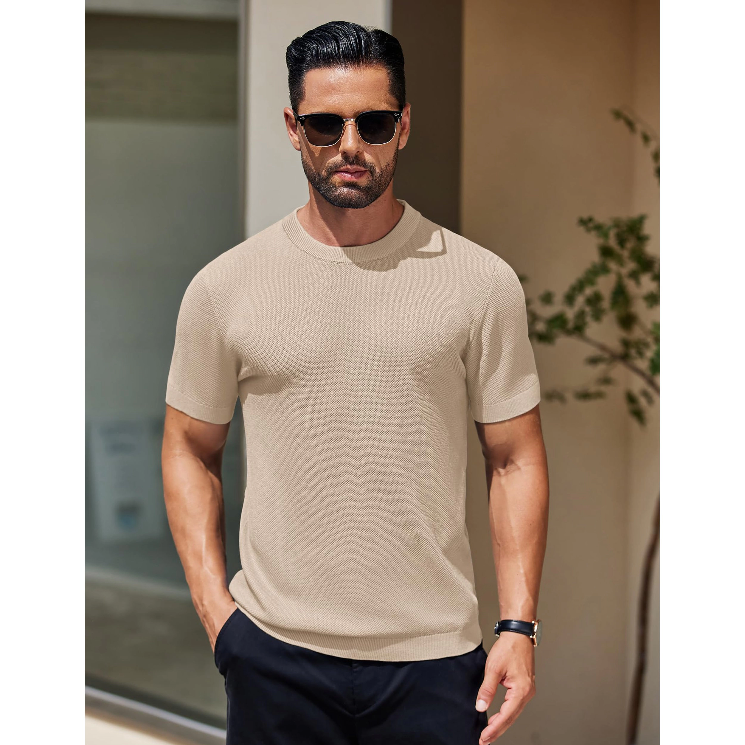 COOFANDY Men's Regular Fit Short Sleeve Crew Neck Pullover Sweater